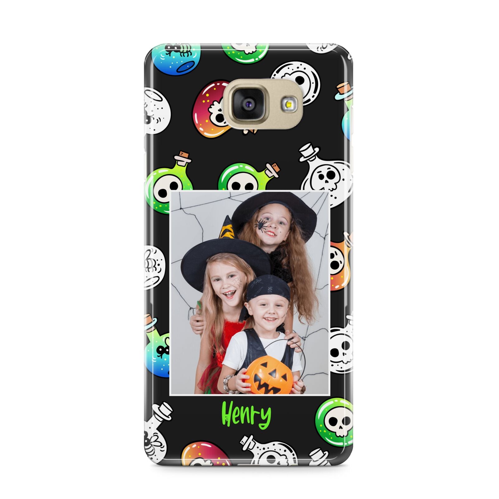 Spooky Potions Halloween Photo Upload Samsung Galaxy A9 2016 Case on gold phone