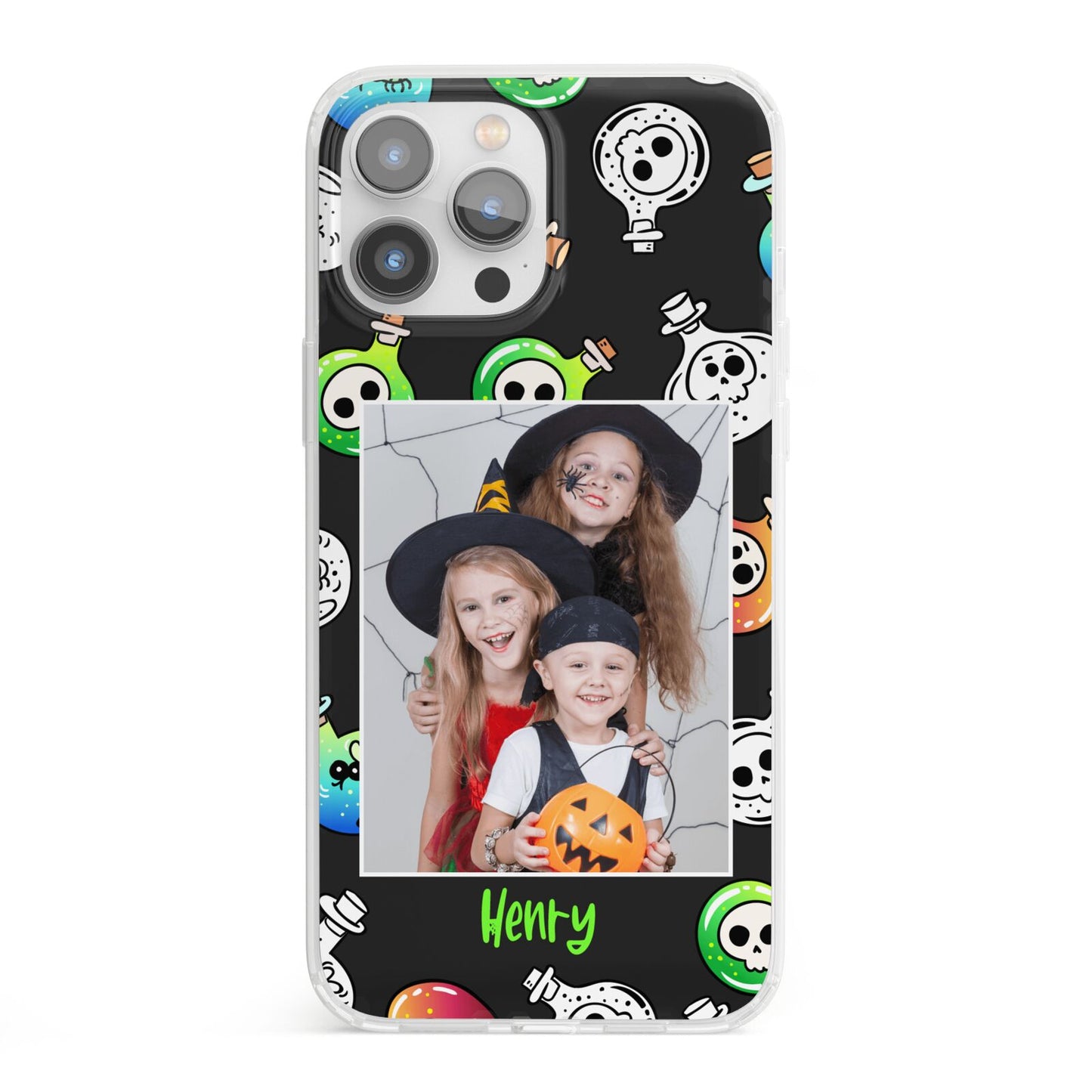 Spooky Potions Halloween Photo Upload iPhone 13 Pro Max Clear Bumper Case