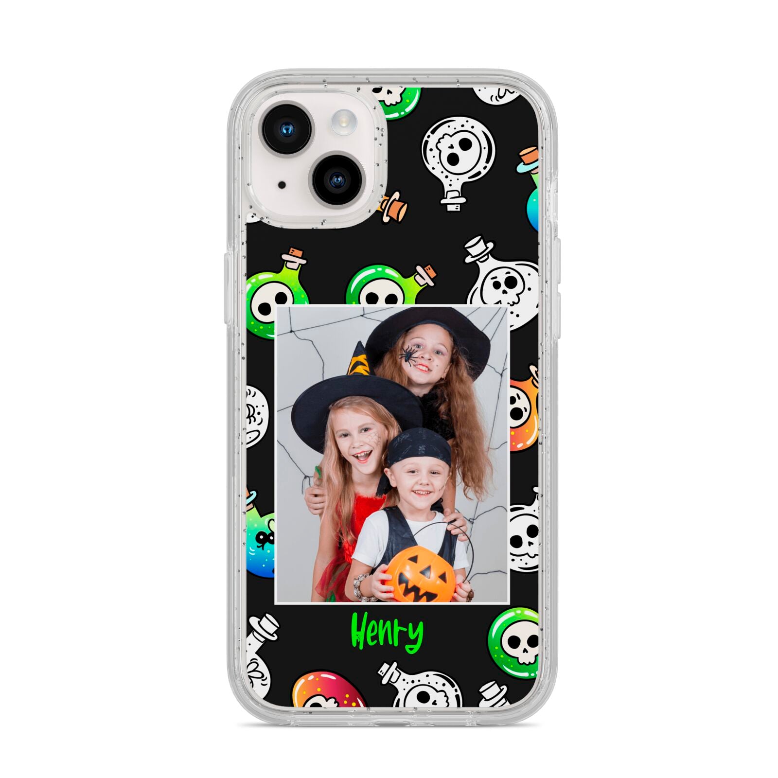 Spooky Potions Halloween Photo Upload iPhone 14 Plus Glitter Tough Case Starlight