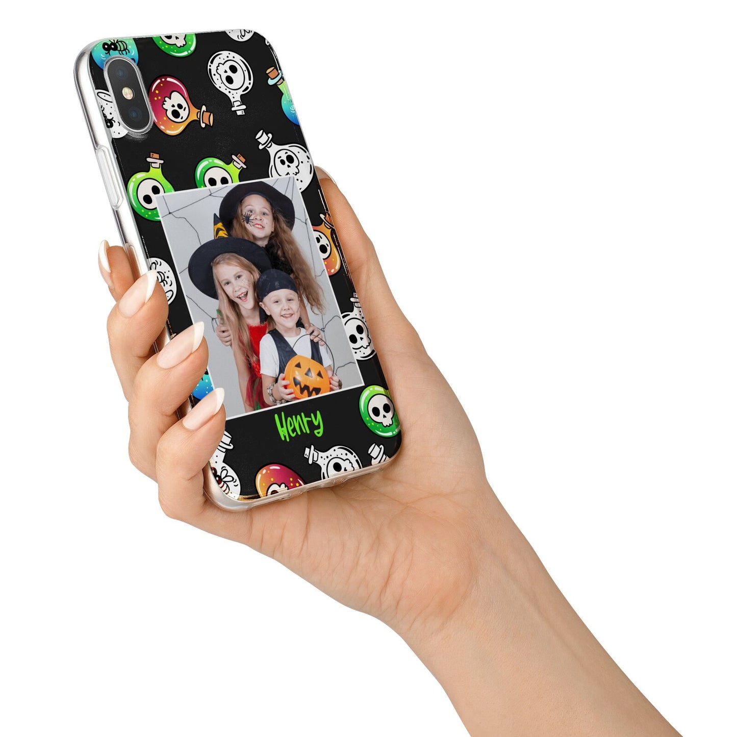 Spooky Potions Halloween Photo Upload iPhone X Bumper Case on Silver iPhone Alternative Image 2