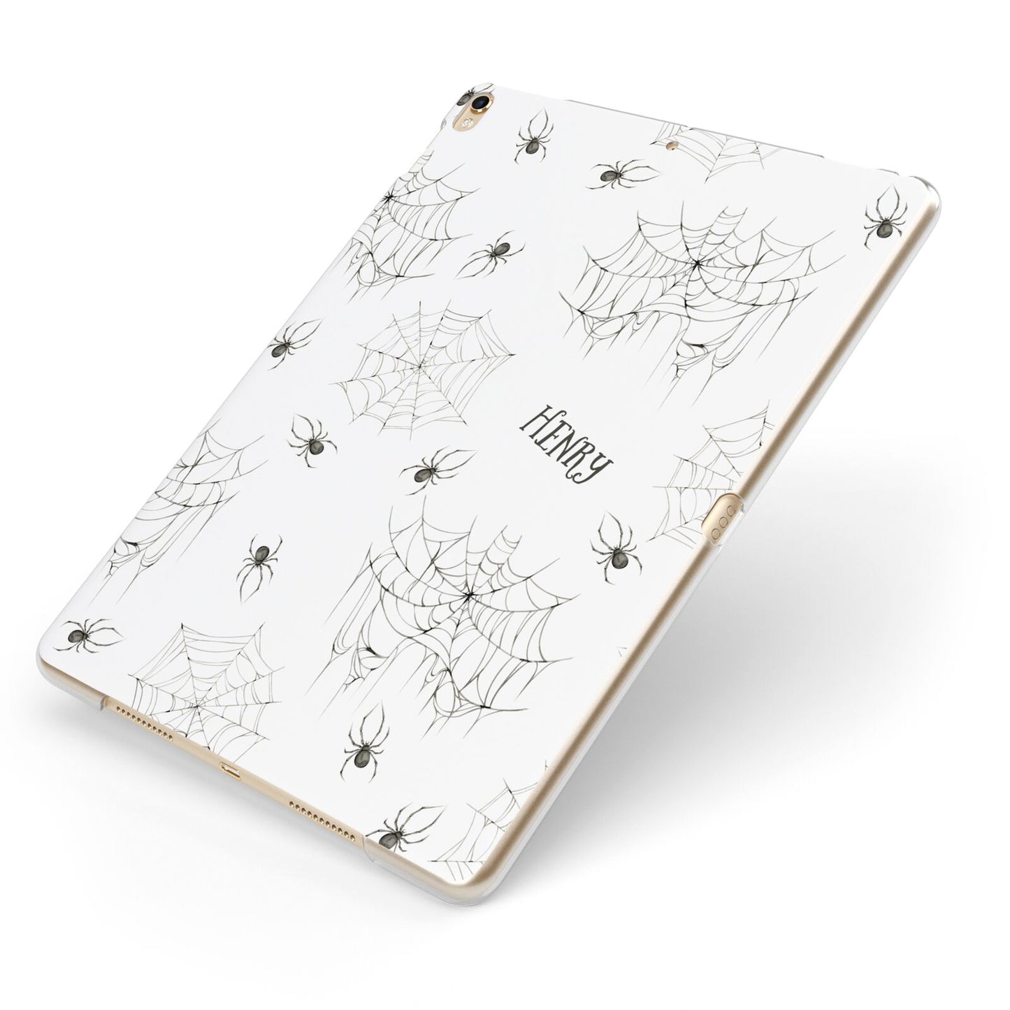 Spooky Spiders Webs Personalised Apple iPad Case on Gold iPad Side View