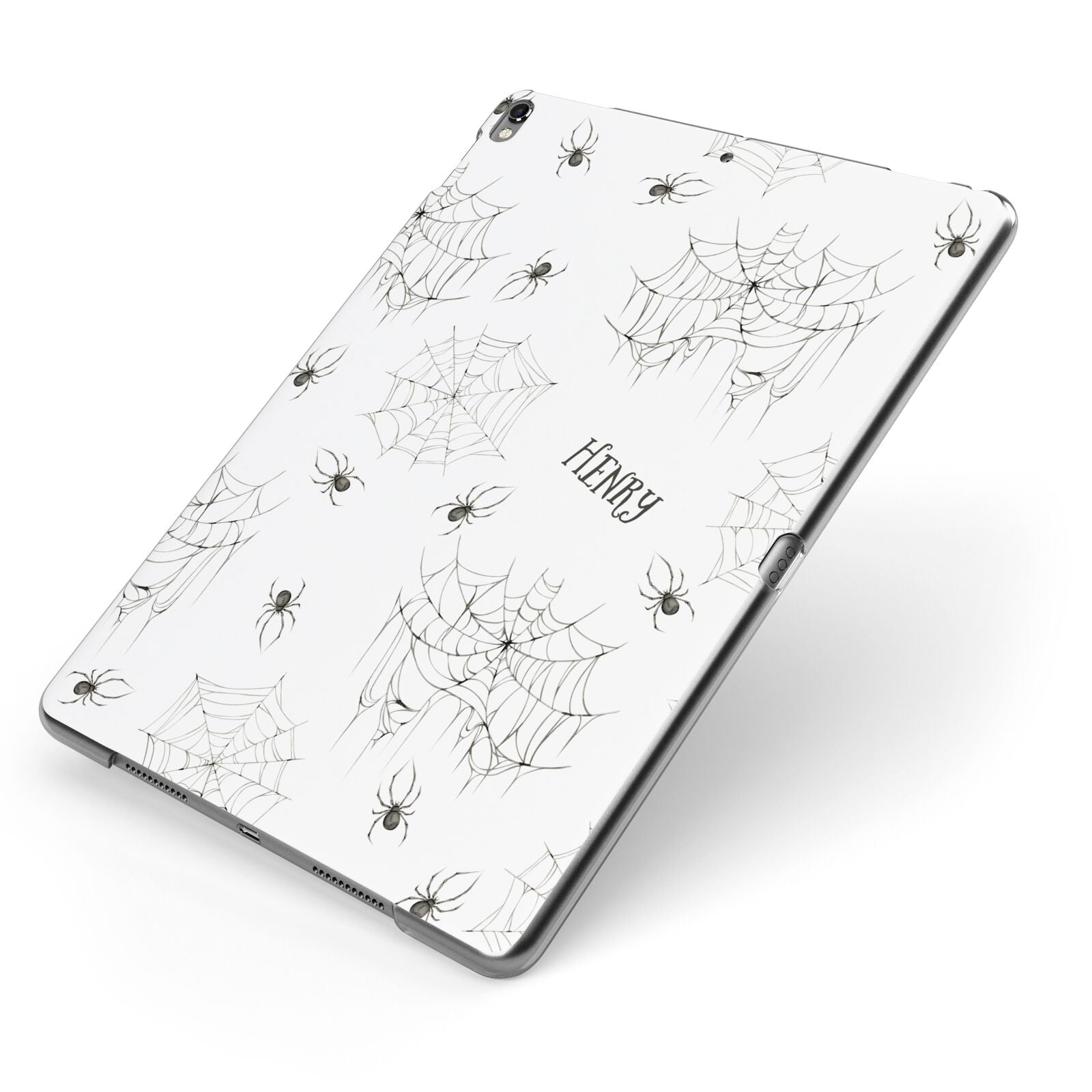 Spooky Spiders Webs Personalised Apple iPad Case on Grey iPad Side View