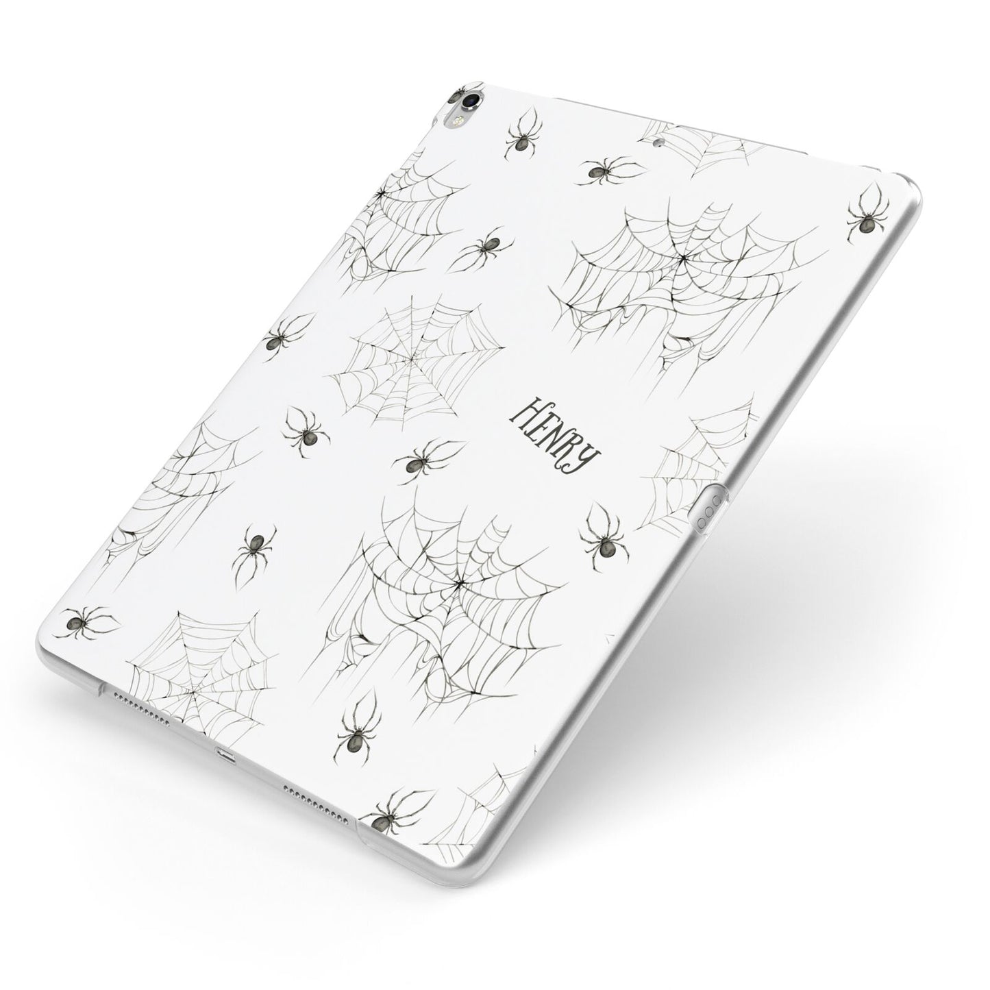 Spooky Spiders Webs Personalised Apple iPad Case on Silver iPad Side View