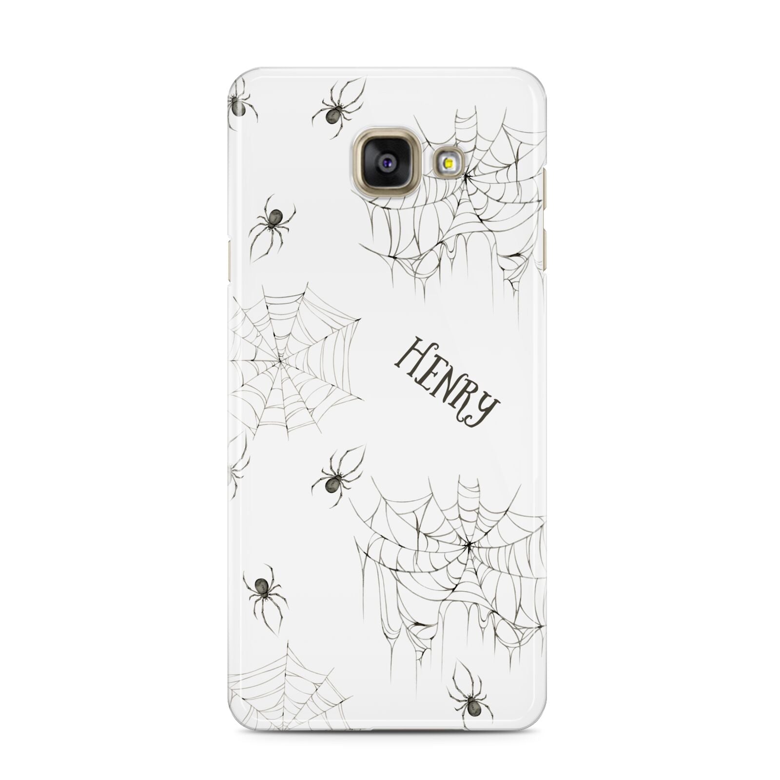 Spooky Spiders Webs Personalised Samsung Galaxy A3 2016 Case on gold phone