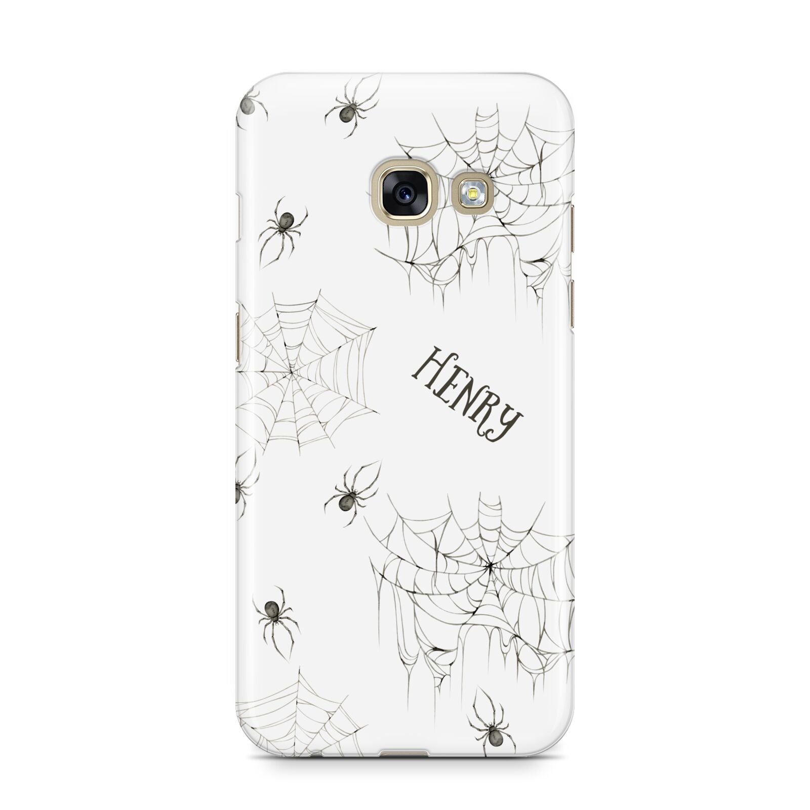 Spooky Spiders Webs Personalised Samsung Galaxy A3 2017 Case on gold phone