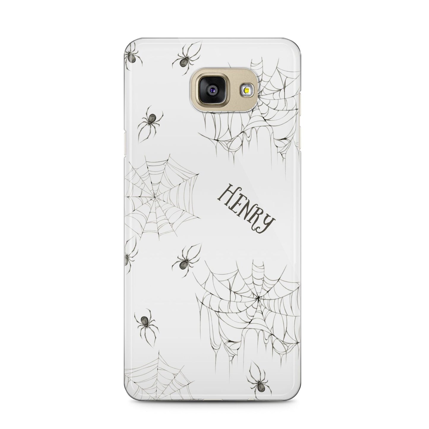 Spooky Spiders Webs Personalised Samsung Galaxy A5 2016 Case on gold phone