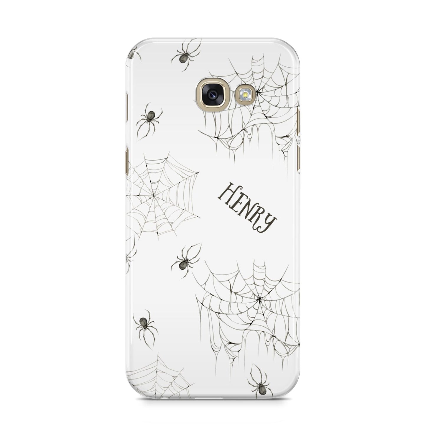 Spooky Spiders Webs Personalised Samsung Galaxy A5 2017 Case on gold phone