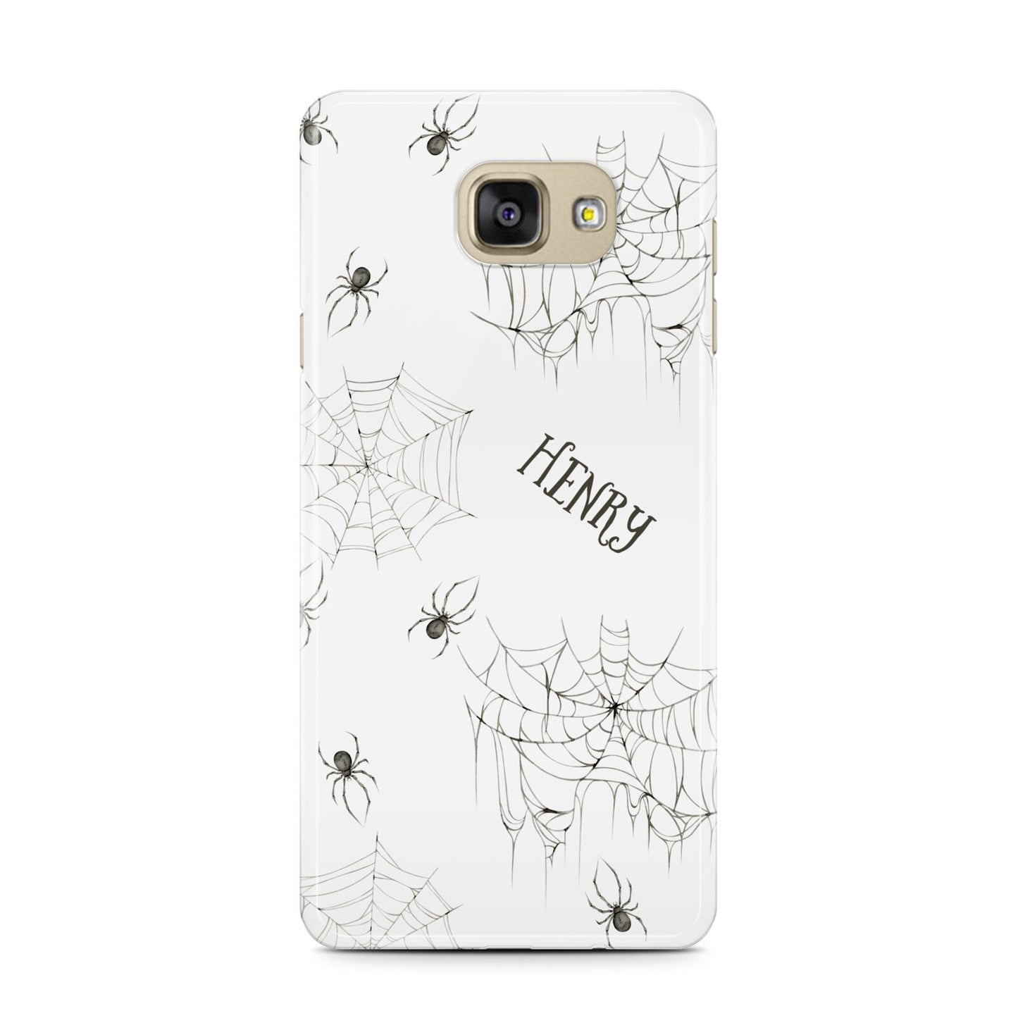 Spooky Spiders Webs Personalised Samsung Galaxy A7 2016 Case on gold phone