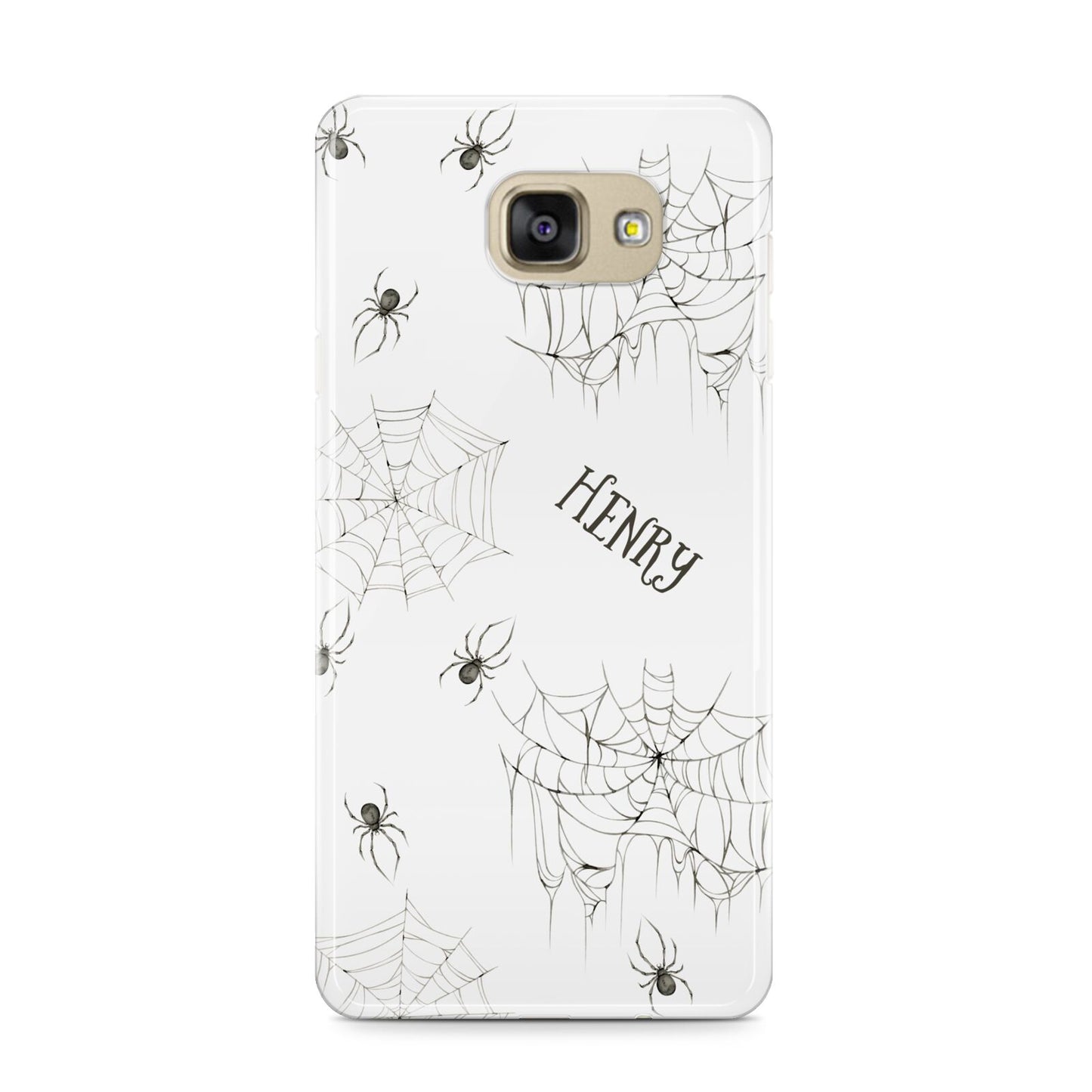 Spooky Spiders Webs Personalised Samsung Galaxy A9 2016 Case on gold phone