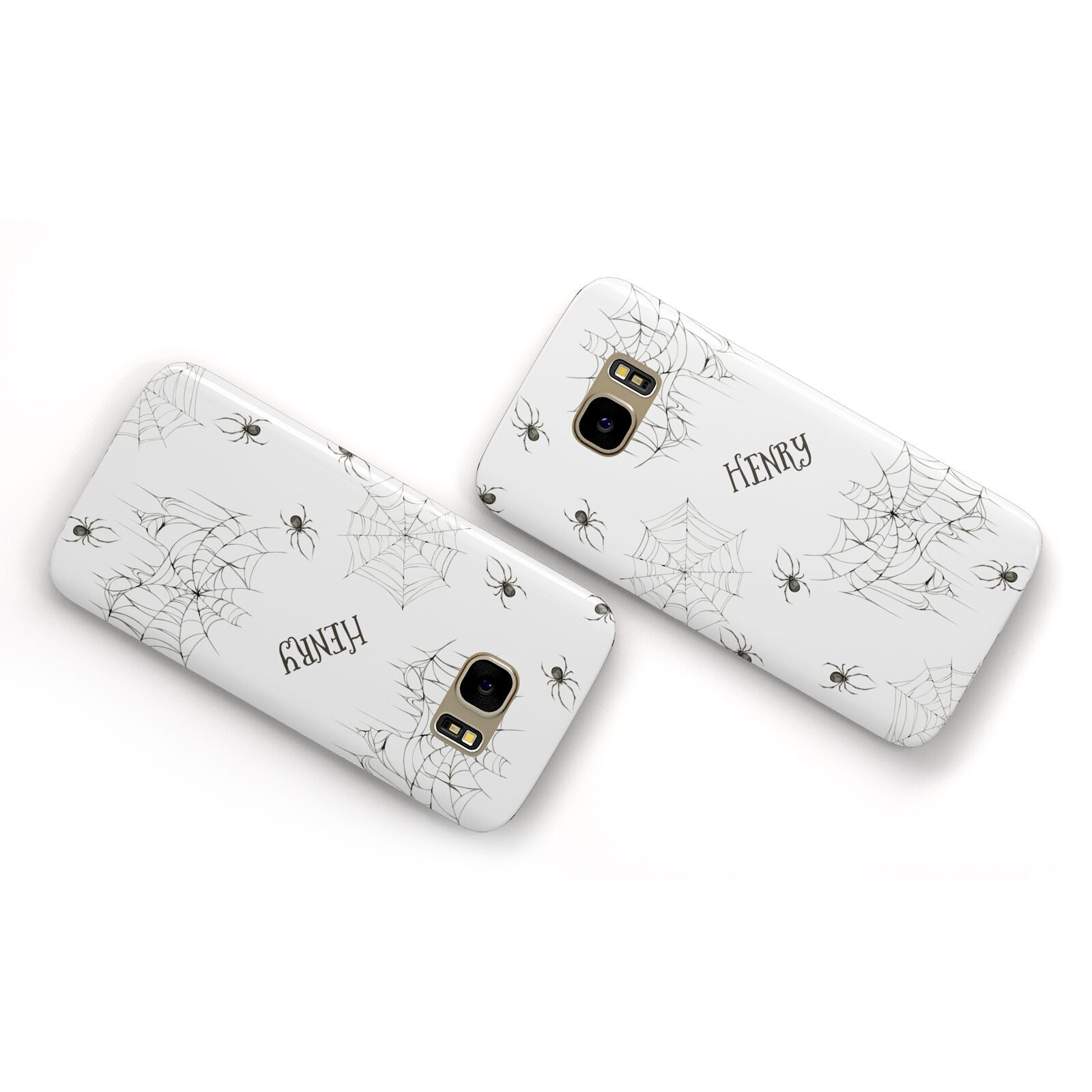 Spooky Spiders Webs Personalised Samsung Galaxy Case Flat Overview