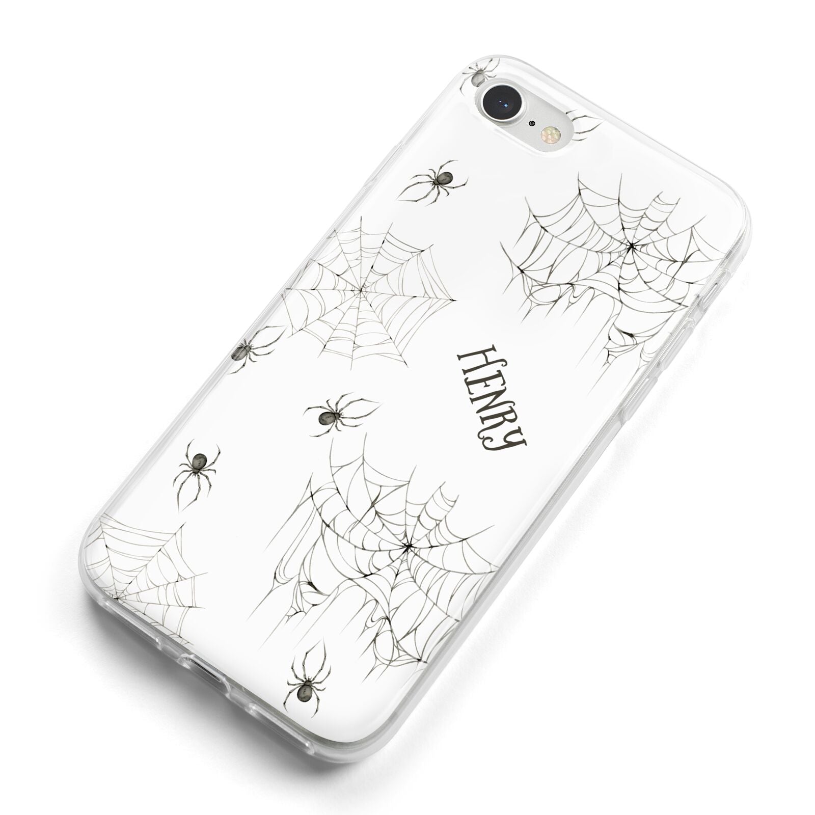 Spooky Spiders Webs Personalised iPhone 8 Bumper Case on Silver iPhone Alternative Image