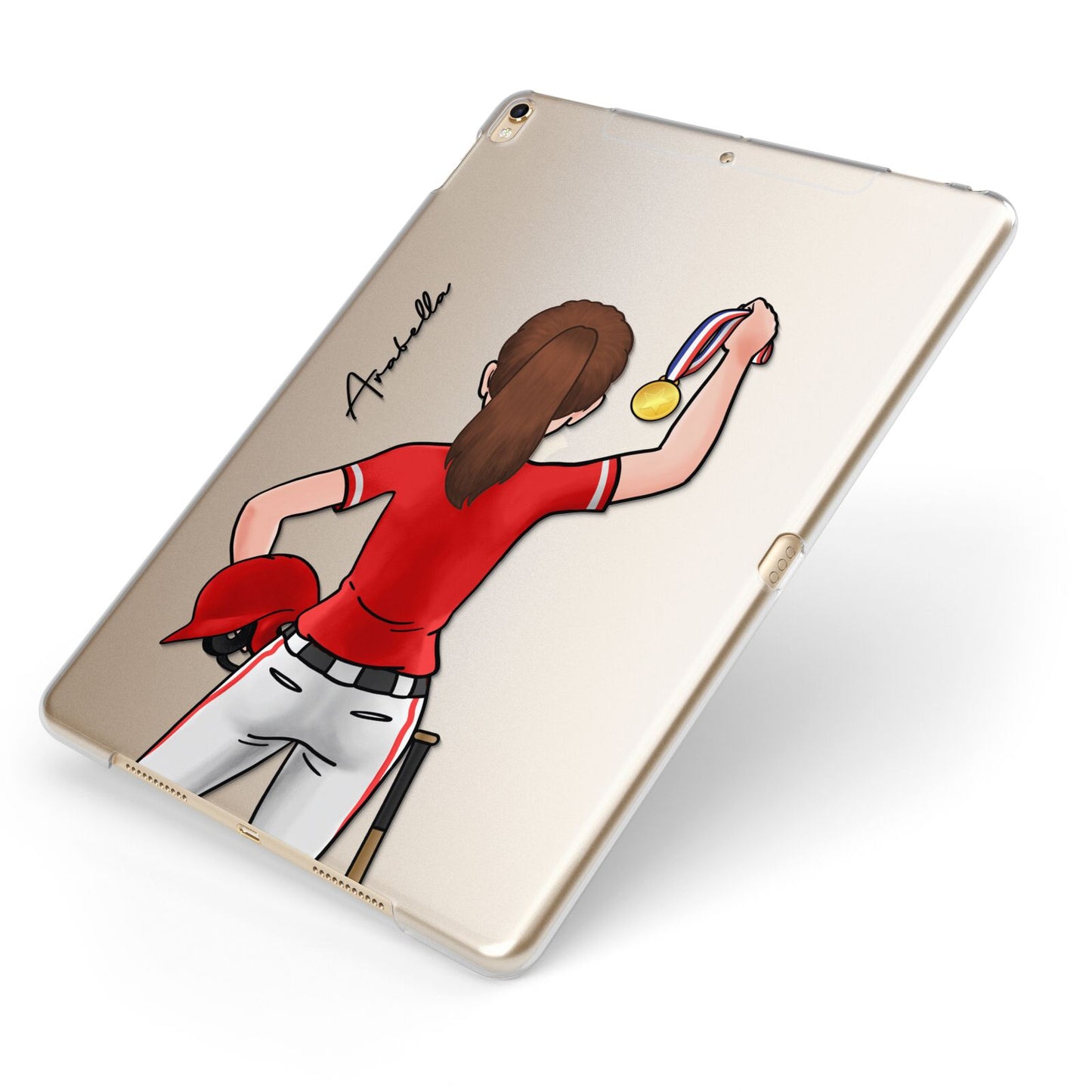 Sports Girl Personalised Apple iPad Case on Gold iPad Side View