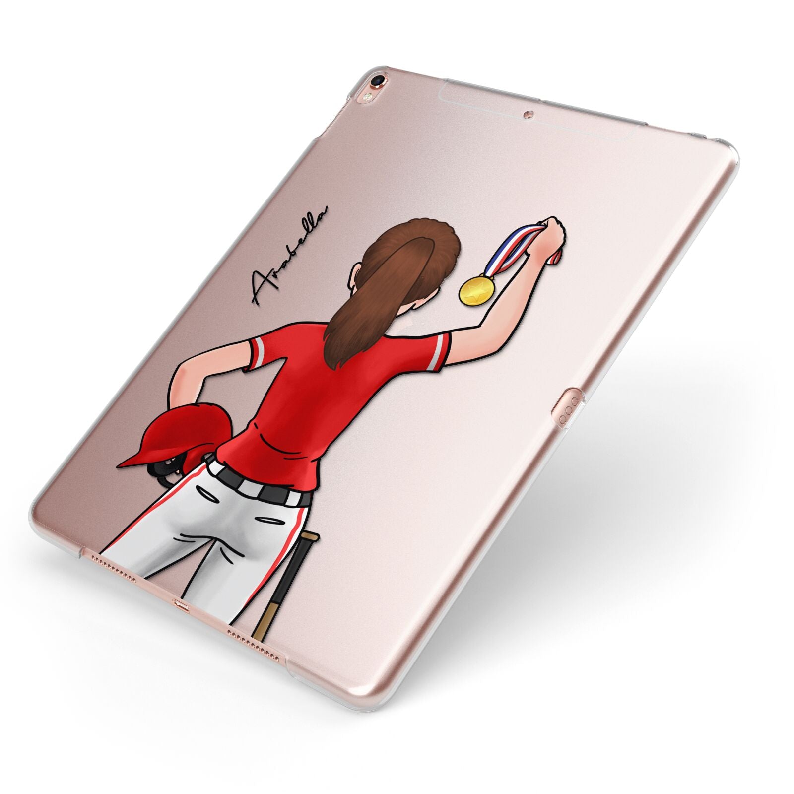 Sports Girl Personalised Apple iPad Case on Rose Gold iPad Side View