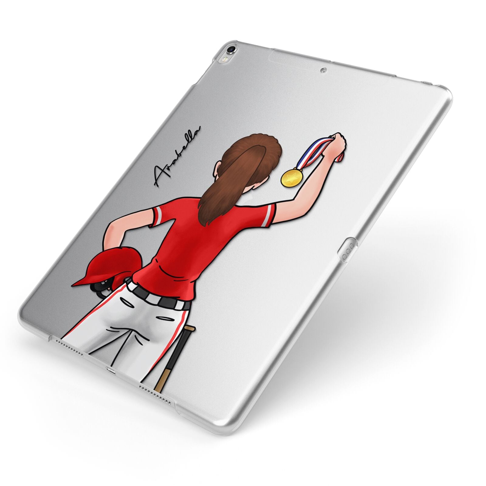 Sports Girl Personalised Apple iPad Case on Silver iPad Side View