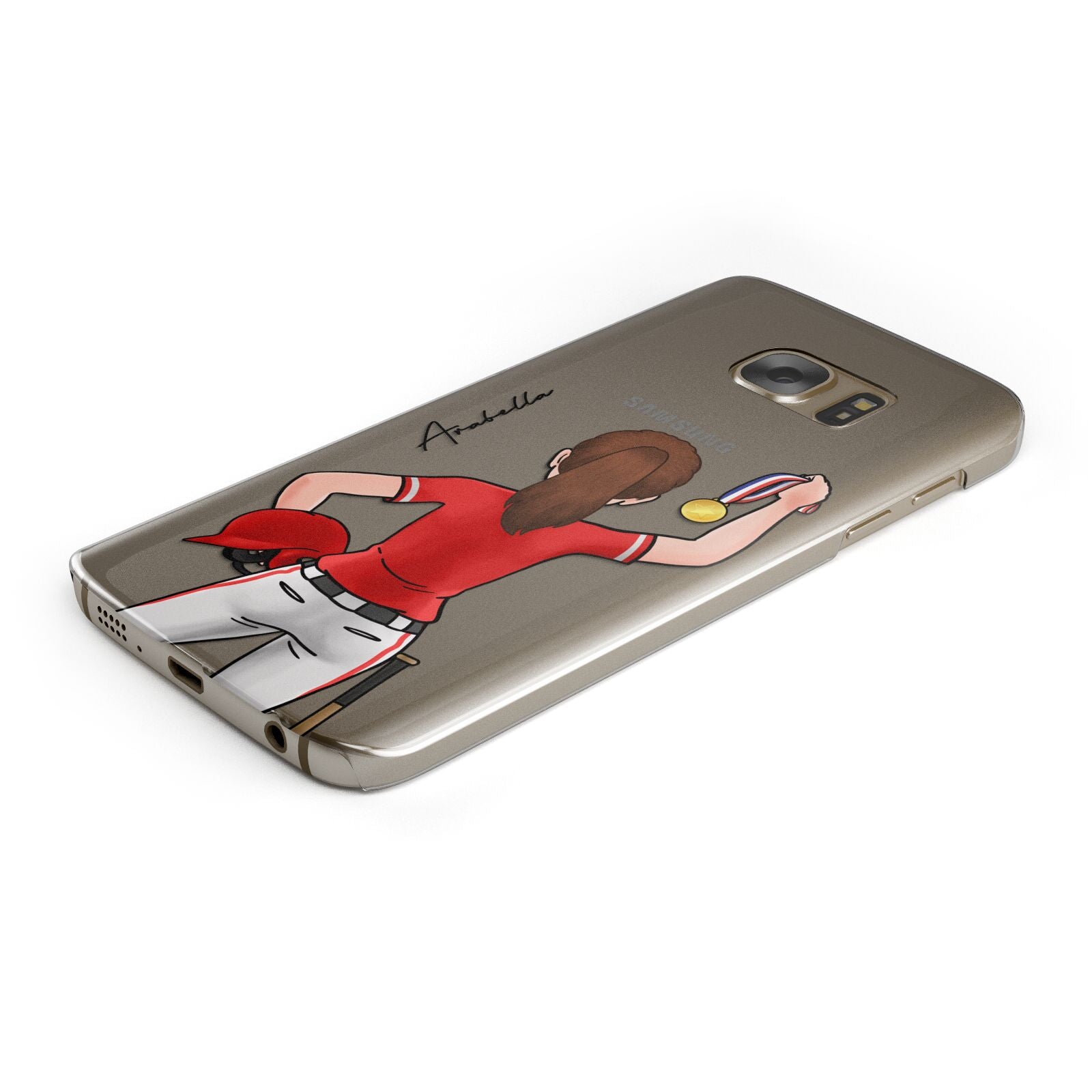 Sports Girl Personalised Protective Samsung Galaxy Case Angled Image