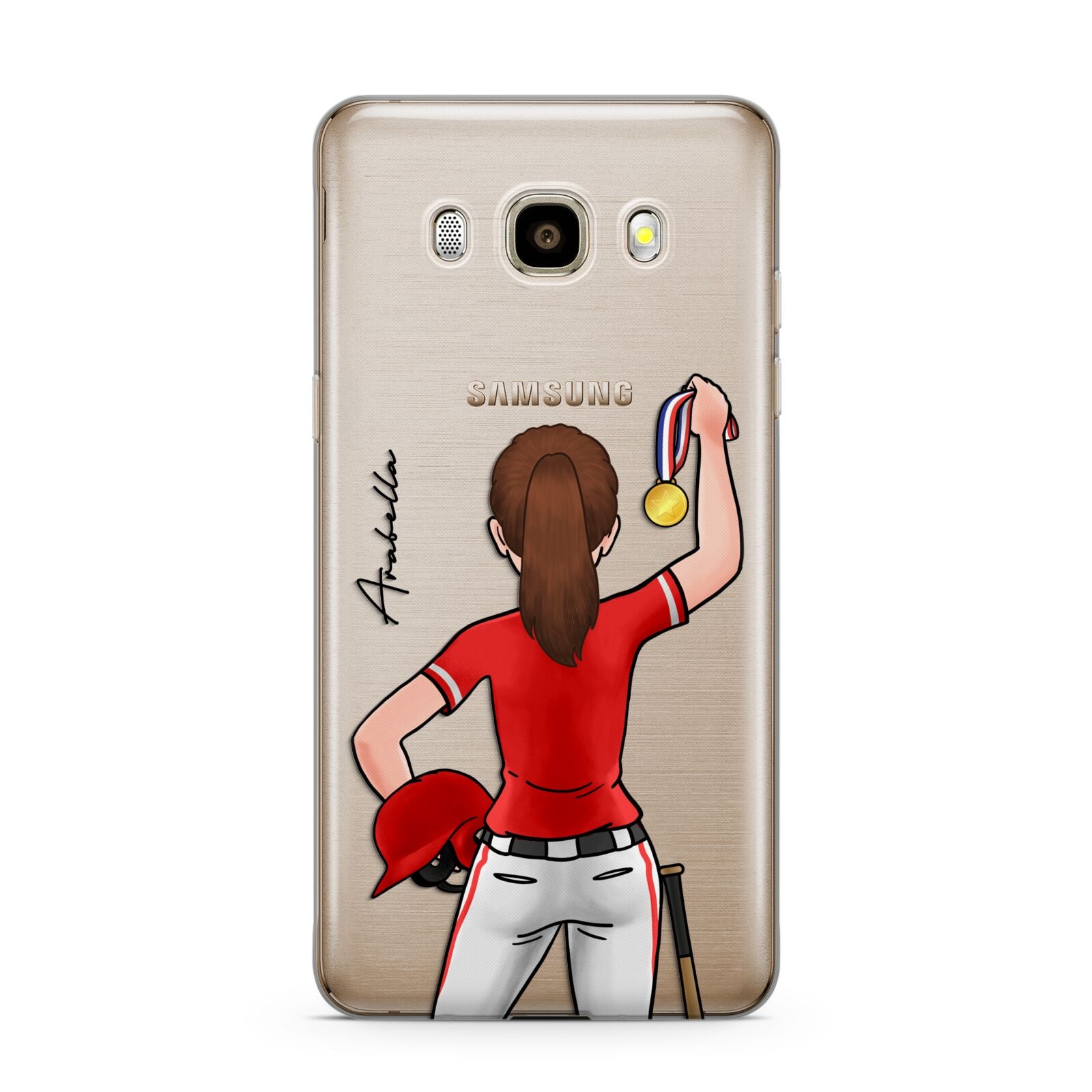 Sports Girl Personalised Samsung Galaxy J7 2016 Case on gold phone