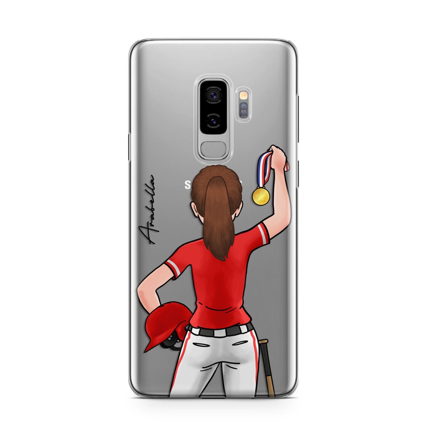 Sports Girl Personalised Samsung Galaxy S9 Plus Case on Silver phone