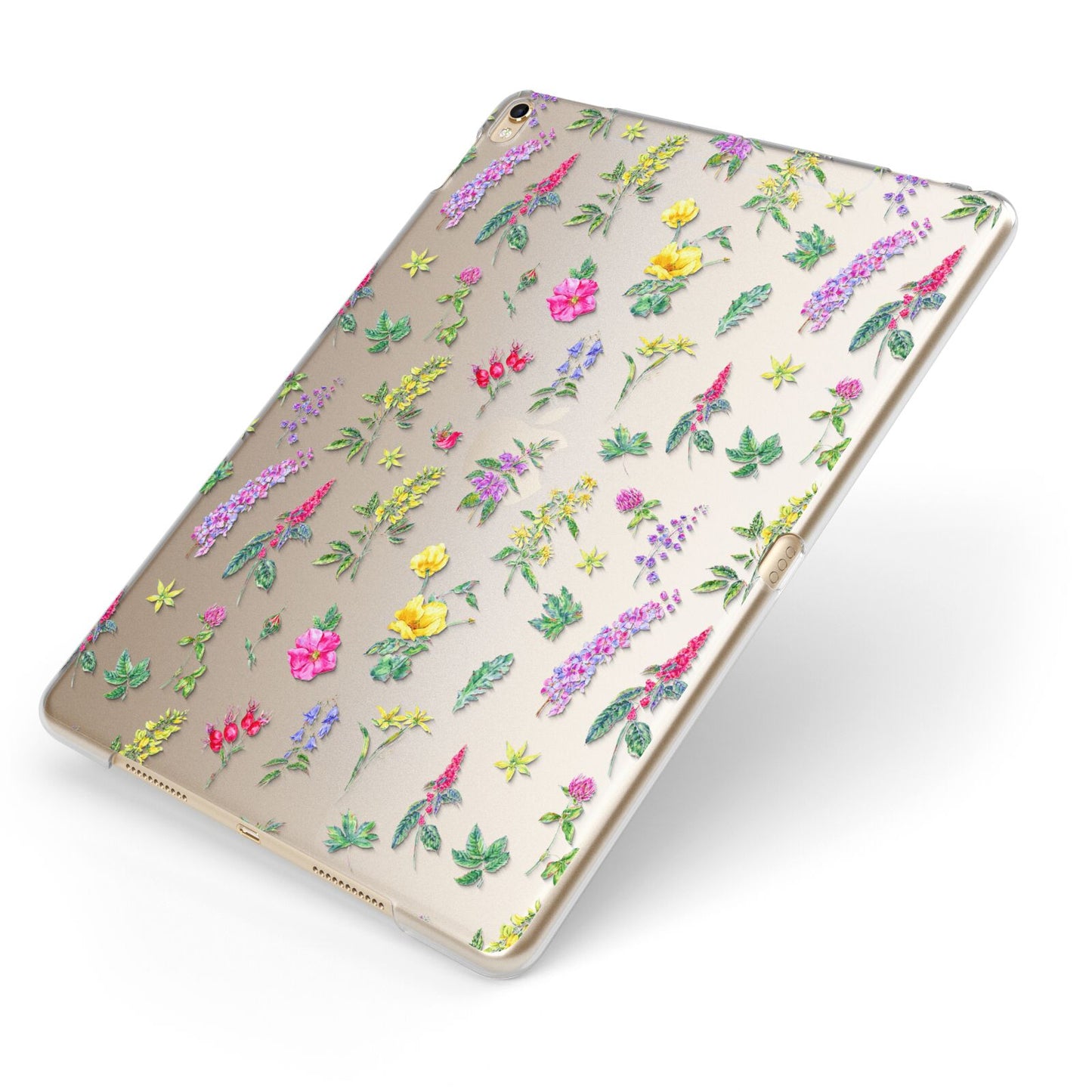 Sprigs Of Floral Apple iPad Case on Gold iPad Side View