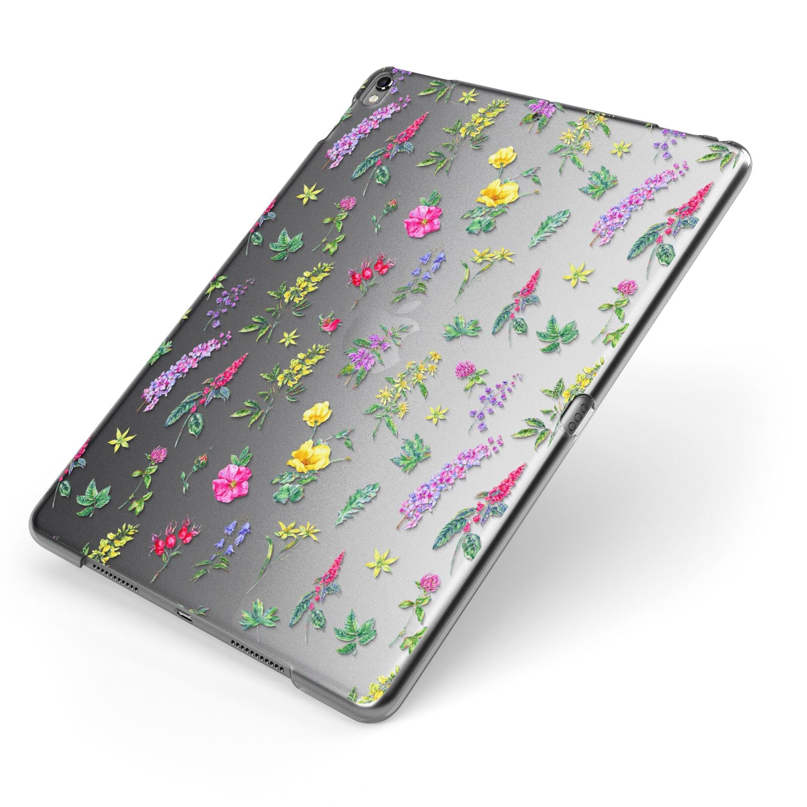 Sprigs Of Floral Apple iPad Case on Grey iPad Side View