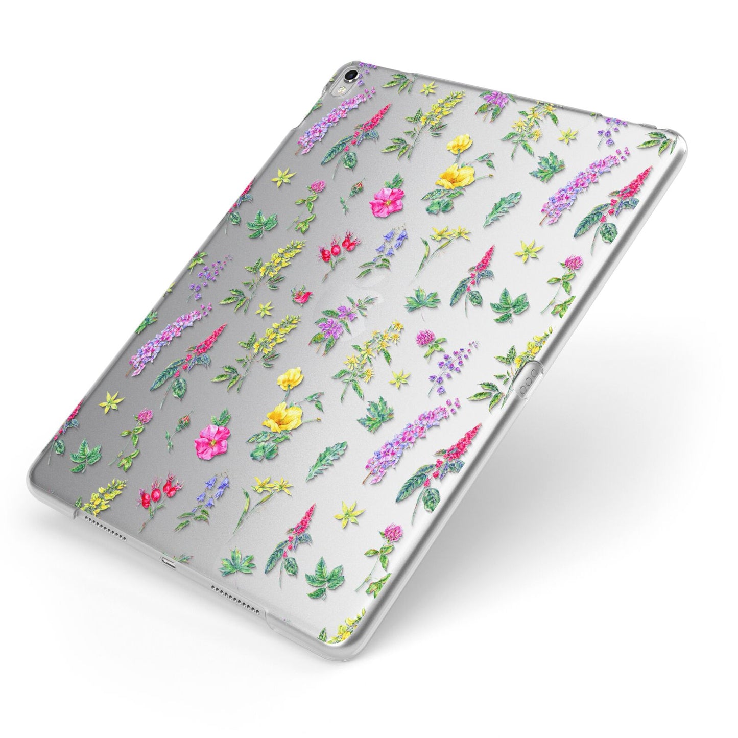 Sprigs Of Floral Apple iPad Case on Silver iPad Side View