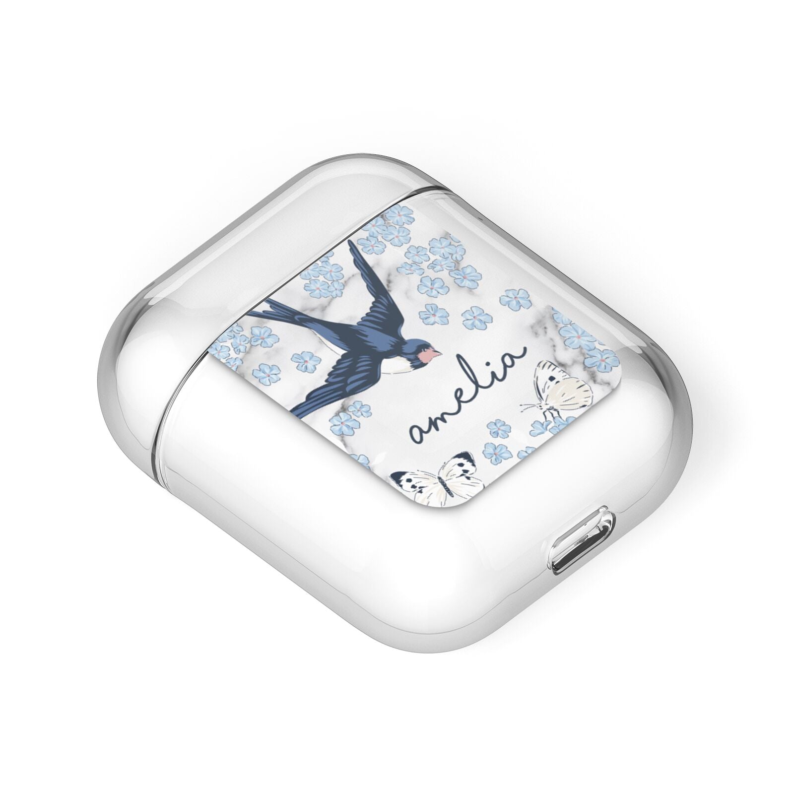 Spring Birds AirPods Case Laid Flat