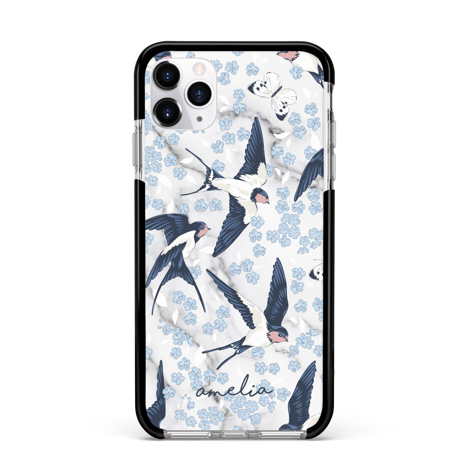 Spring Birds Apple iPhone 11 Pro Max in Silver with Black Impact Case