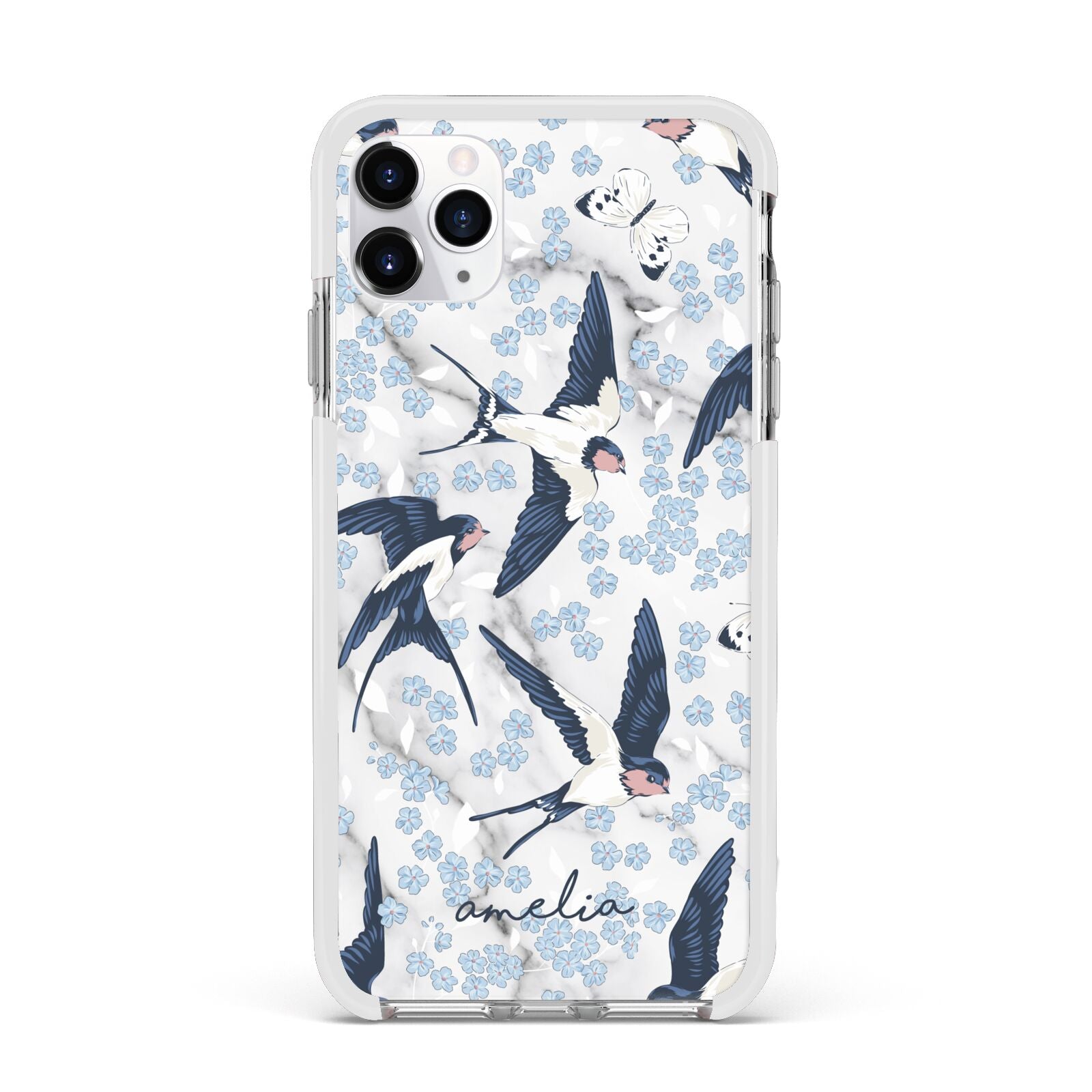 Spring Birds Apple iPhone 11 Pro Max in Silver with White Impact Case