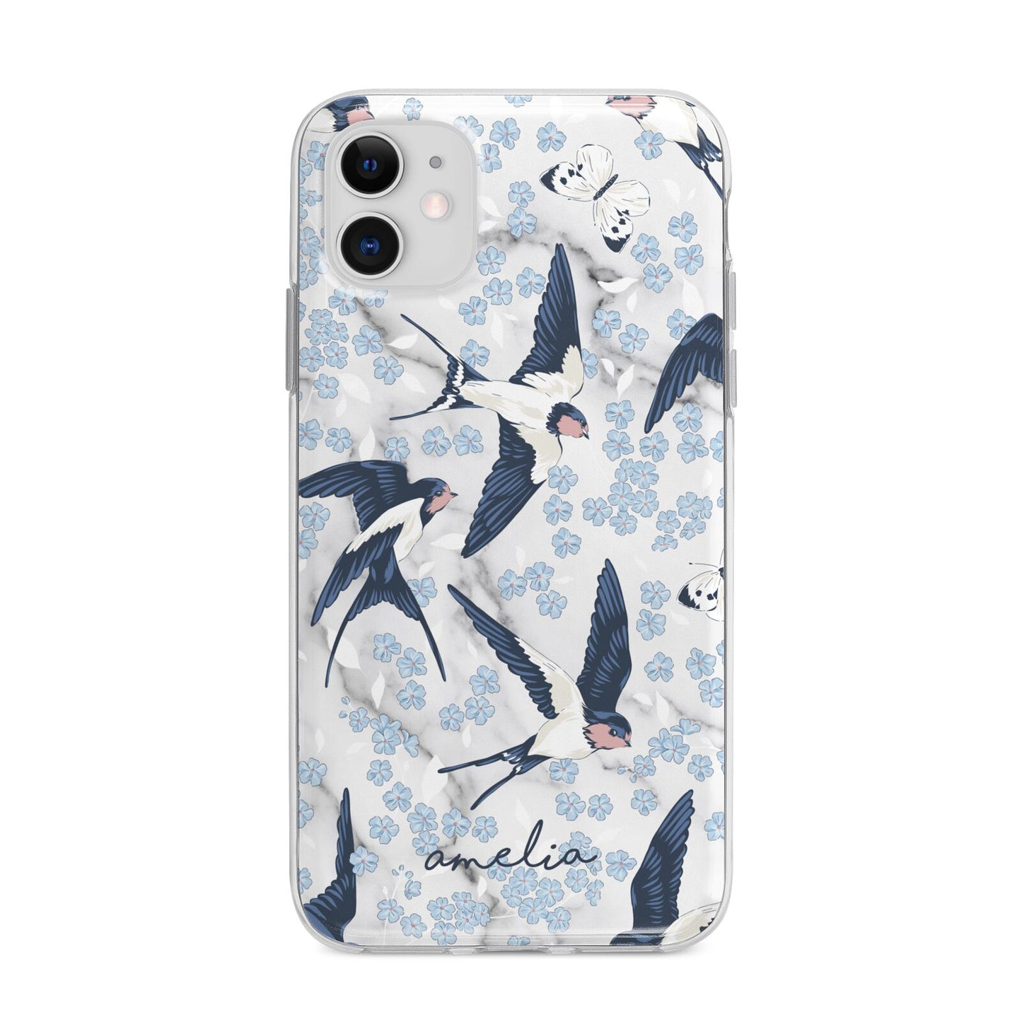 Spring Birds Apple iPhone 11 in White with Bumper Case