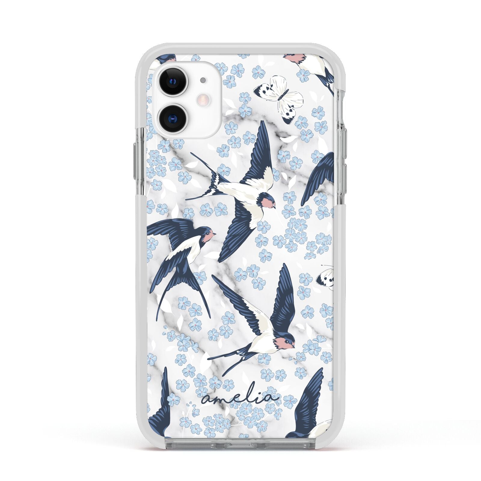 Spring Birds Apple iPhone 11 in White with White Impact Case