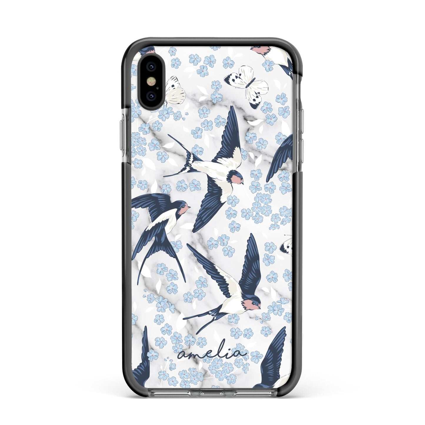 Spring Birds Apple iPhone Xs Max Impact Case Black Edge on Black Phone