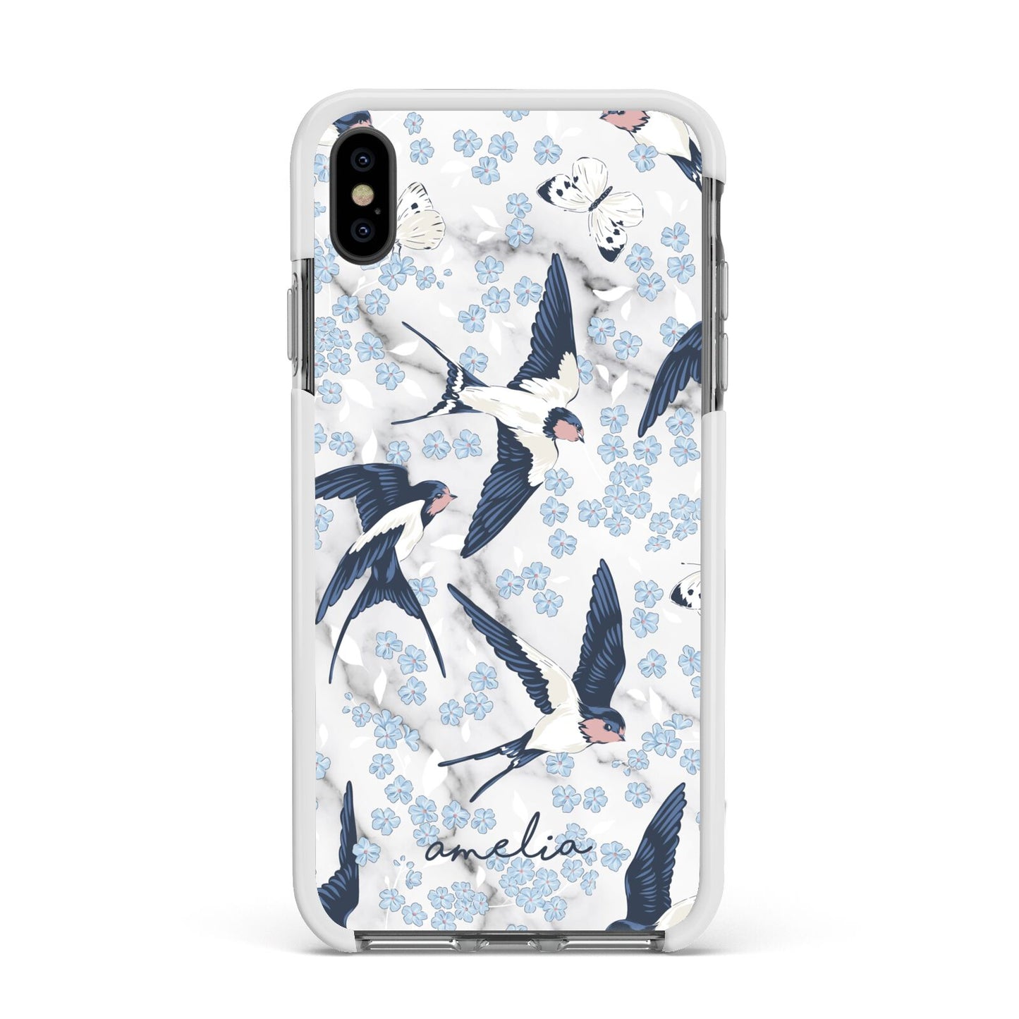 Spring Birds Apple iPhone Xs Max Impact Case White Edge on Black Phone