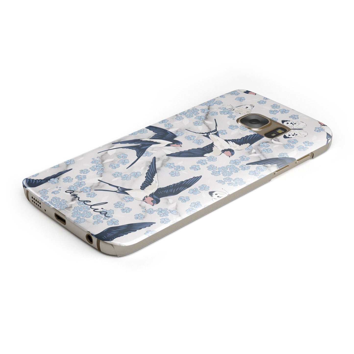 Spring Birds Protective Samsung Galaxy Case Angled Image