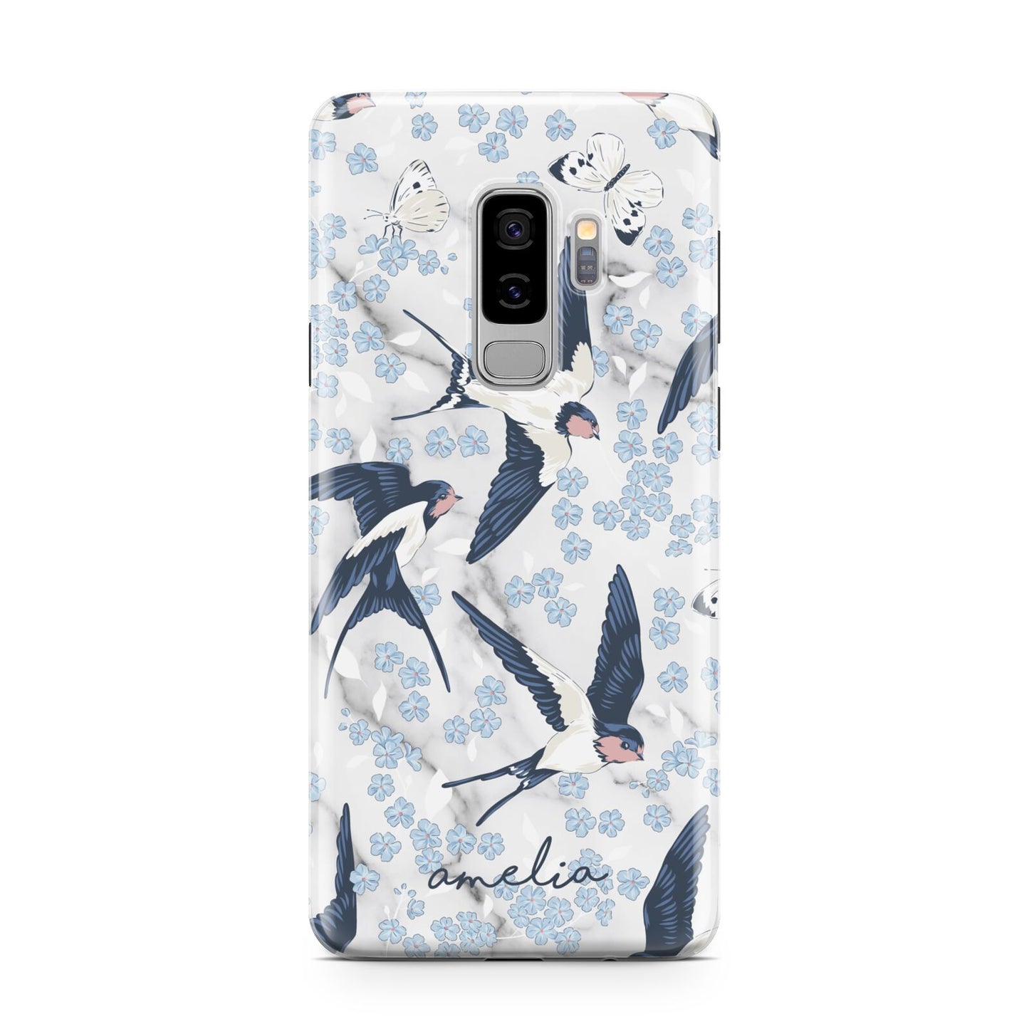 Spring Birds Samsung Galaxy S9 Plus Case on Silver phone