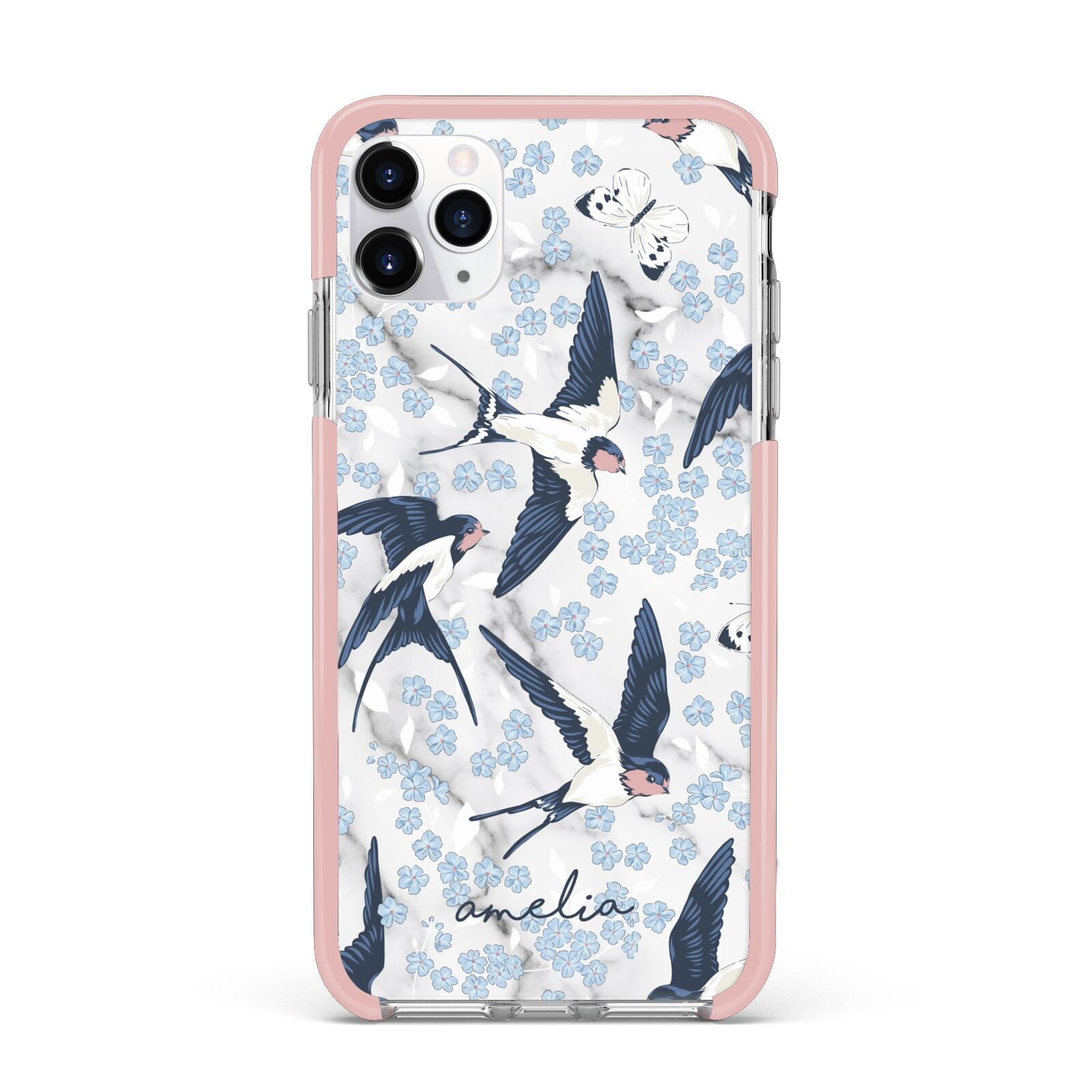 Spring Birds iPhone 11 Pro Max Impact Pink Edge Case