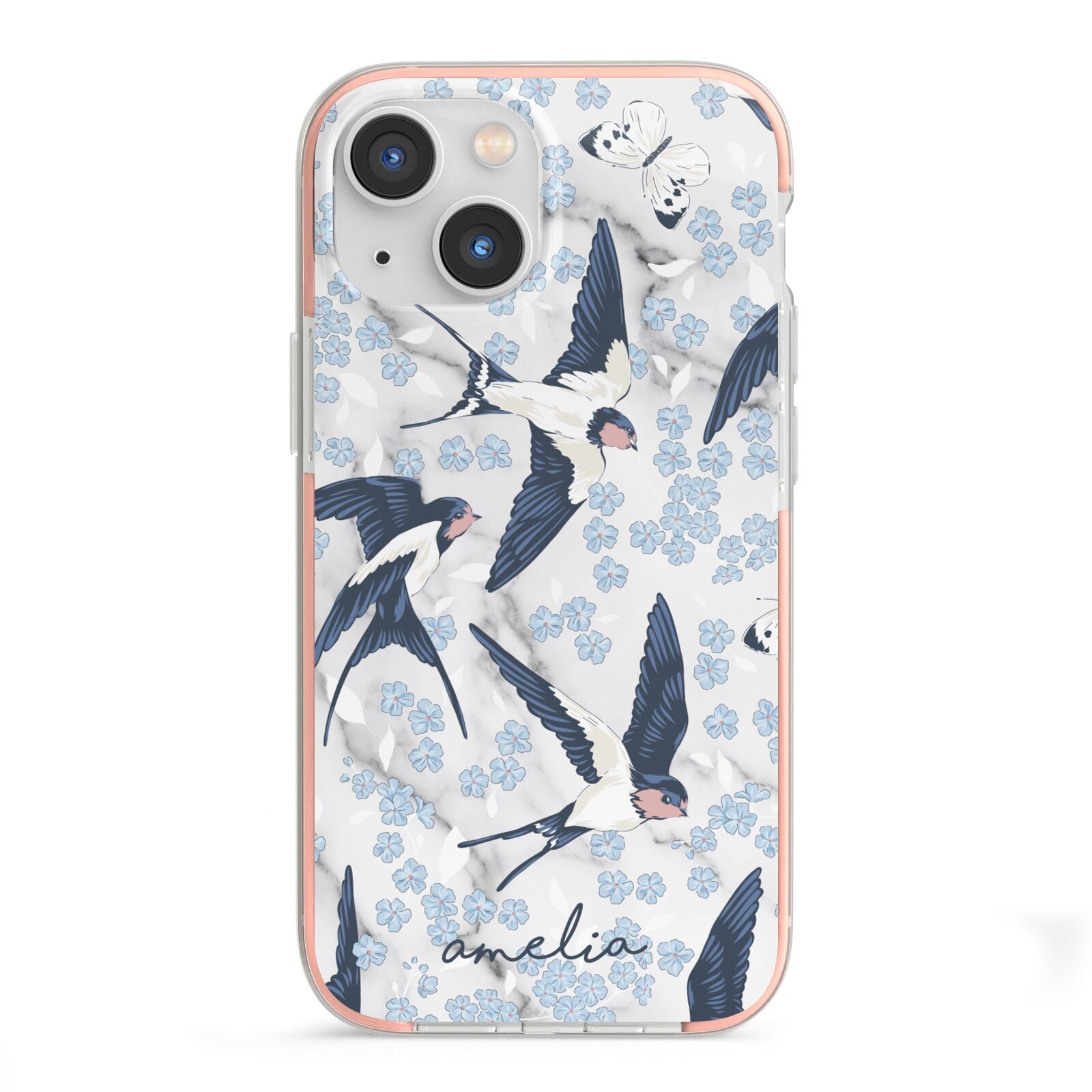 Spring Birds iPhone 13 Mini TPU Impact Case with Pink Edges