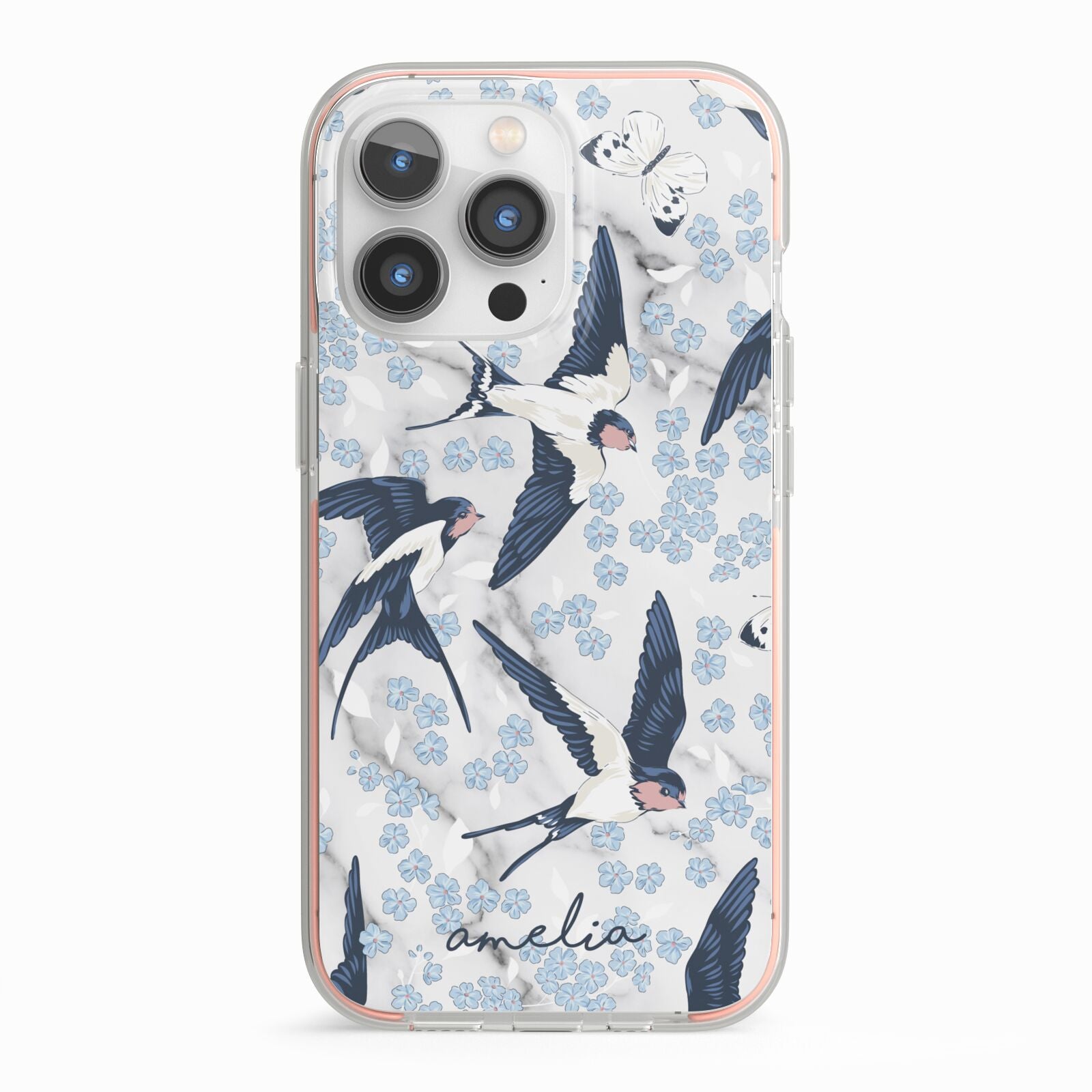 Spring Birds iPhone 13 Pro TPU Impact Case with Pink Edges