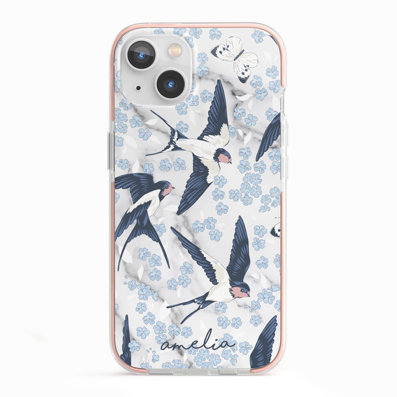 Spring Birds iPhone 13 TPU Impact Case with Pink Edges