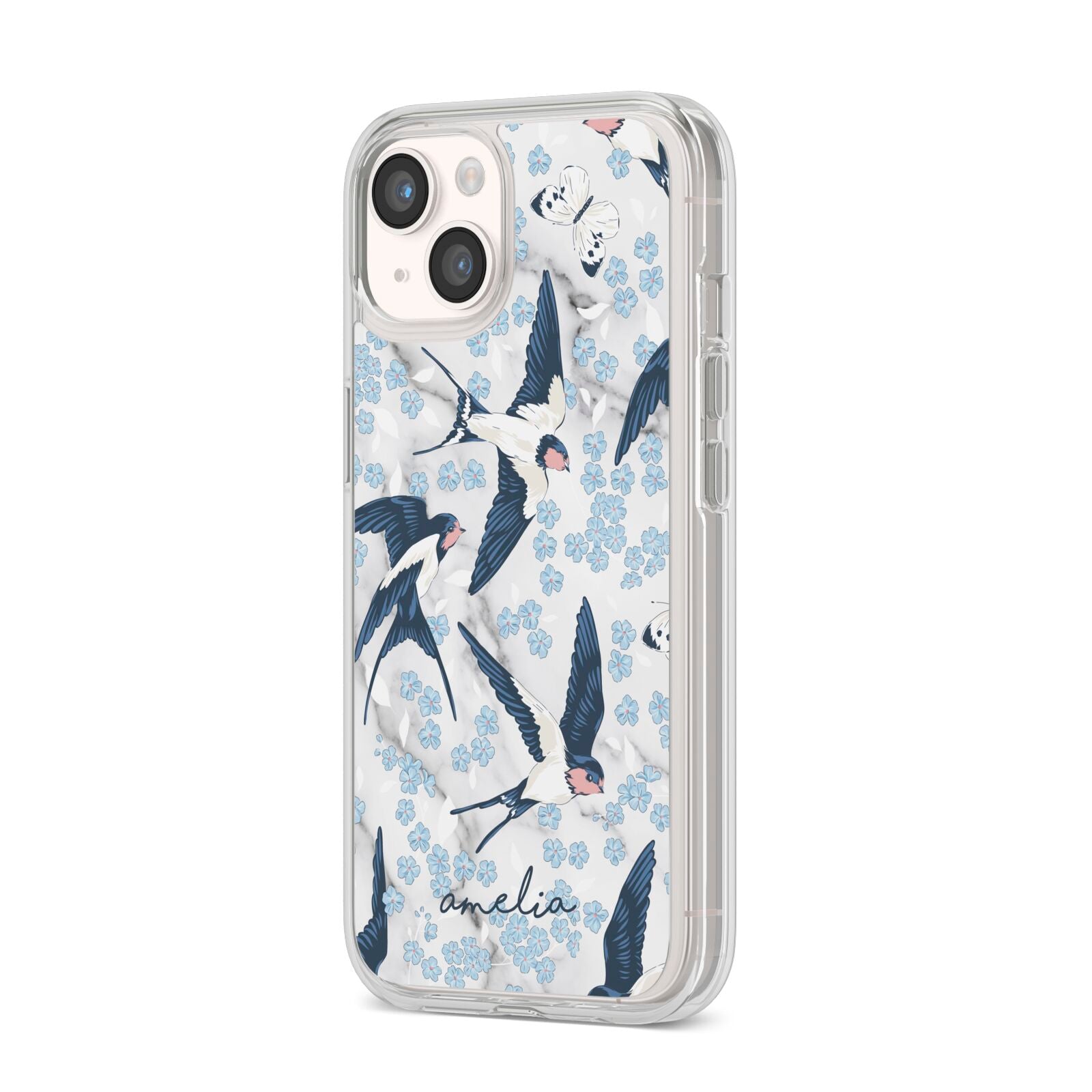 Spring Birds iPhone 14 Clear Tough Case Starlight Angled Image