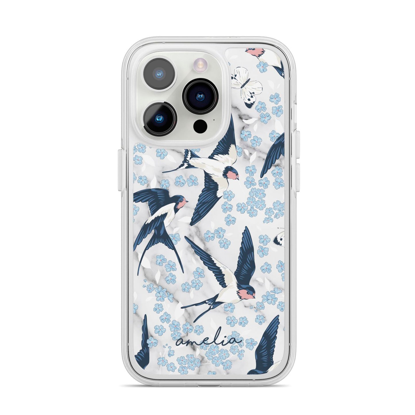 Spring Birds iPhone 14 Pro Clear Tough Case Silver