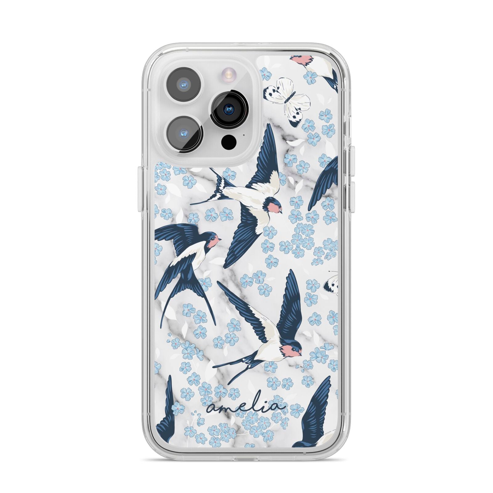 Spring Birds iPhone 14 Pro Max Clear Tough Case Silver