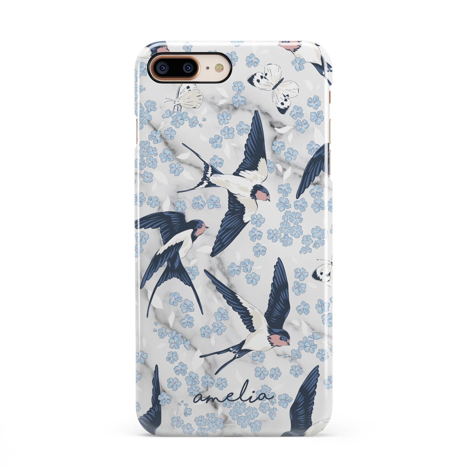 Spring Birds iPhone 8 Plus 3D Snap Case on Gold Phone