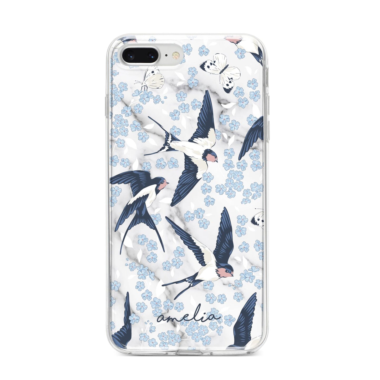 Spring Birds iPhone 8 Plus Bumper Case on Silver iPhone