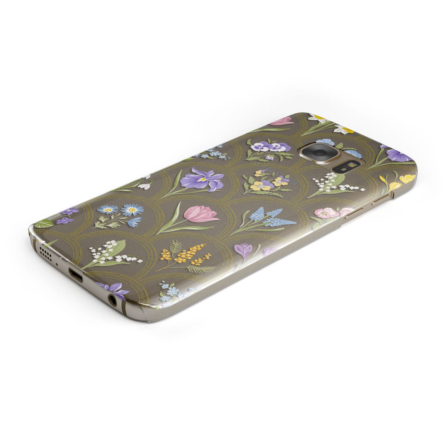 Spring Floral Pattern Protective Samsung Galaxy Case Angled Image