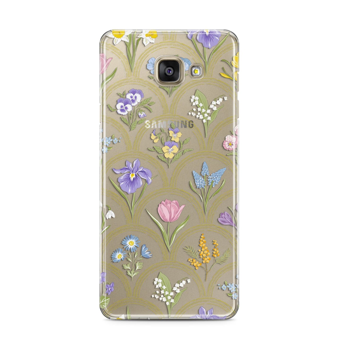 Spring Floral Pattern Samsung Galaxy A3 2016 Case on gold phone