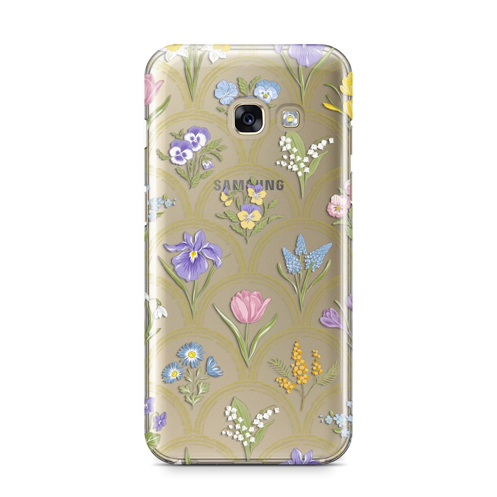 Spring Floral Pattern Samsung Galaxy A3 2017 Case on gold phone