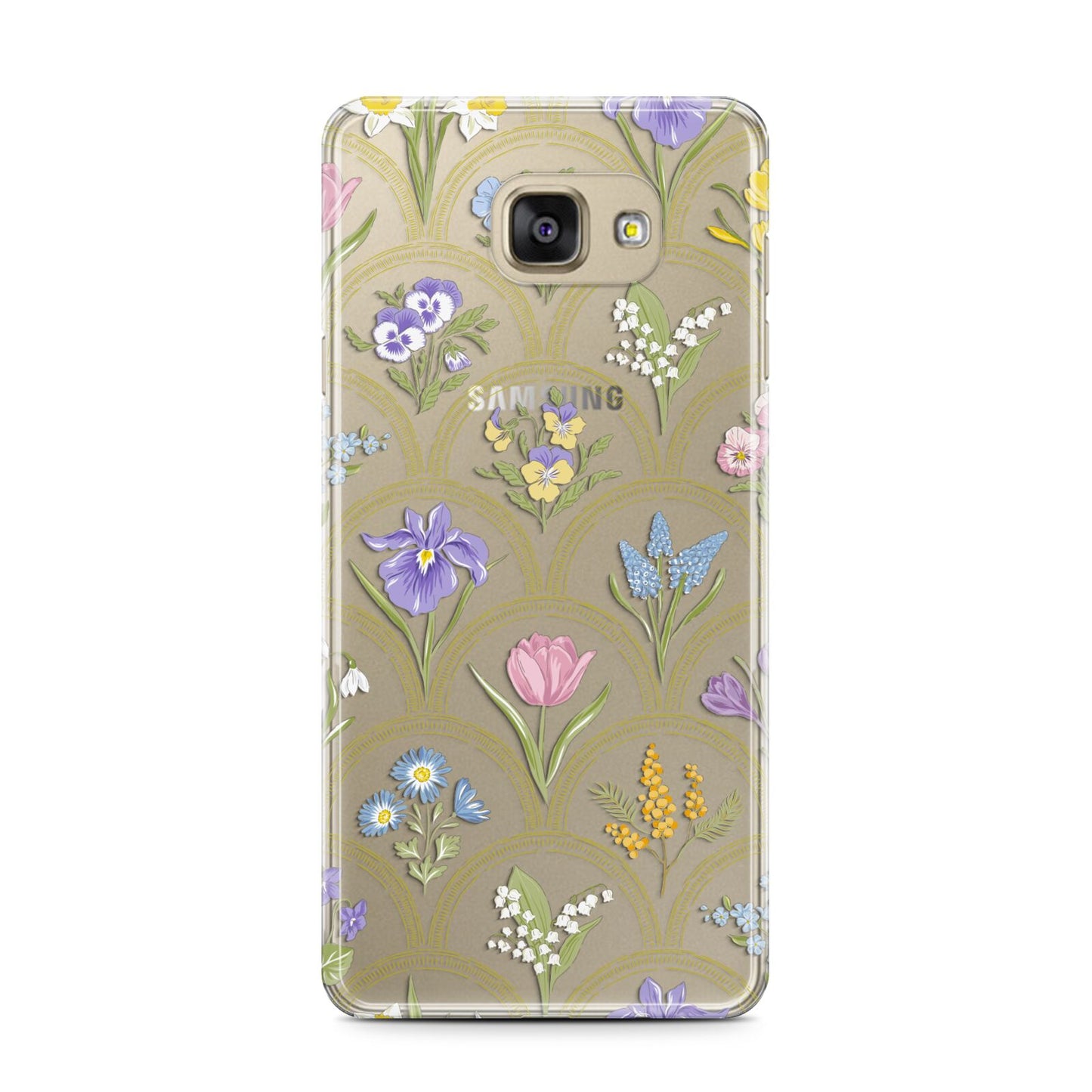 Spring Floral Pattern Samsung Galaxy A7 2016 Case on gold phone