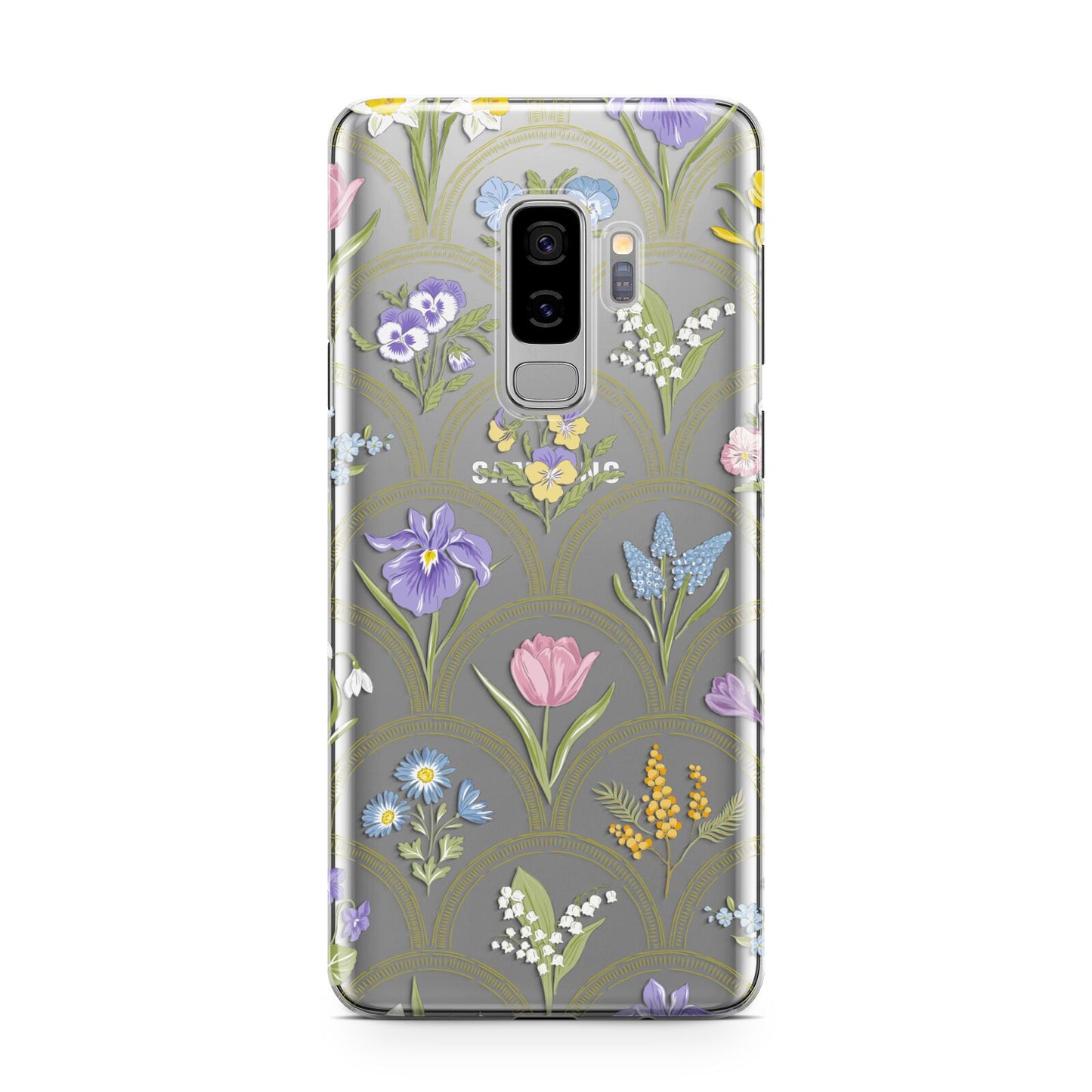 Spring Floral Pattern Samsung Galaxy S9 Plus Case on Silver phone