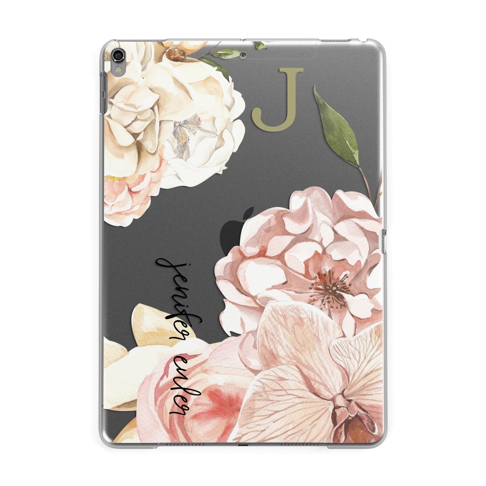 Spring Flowers Personalised Name Apple iPad Grey Case