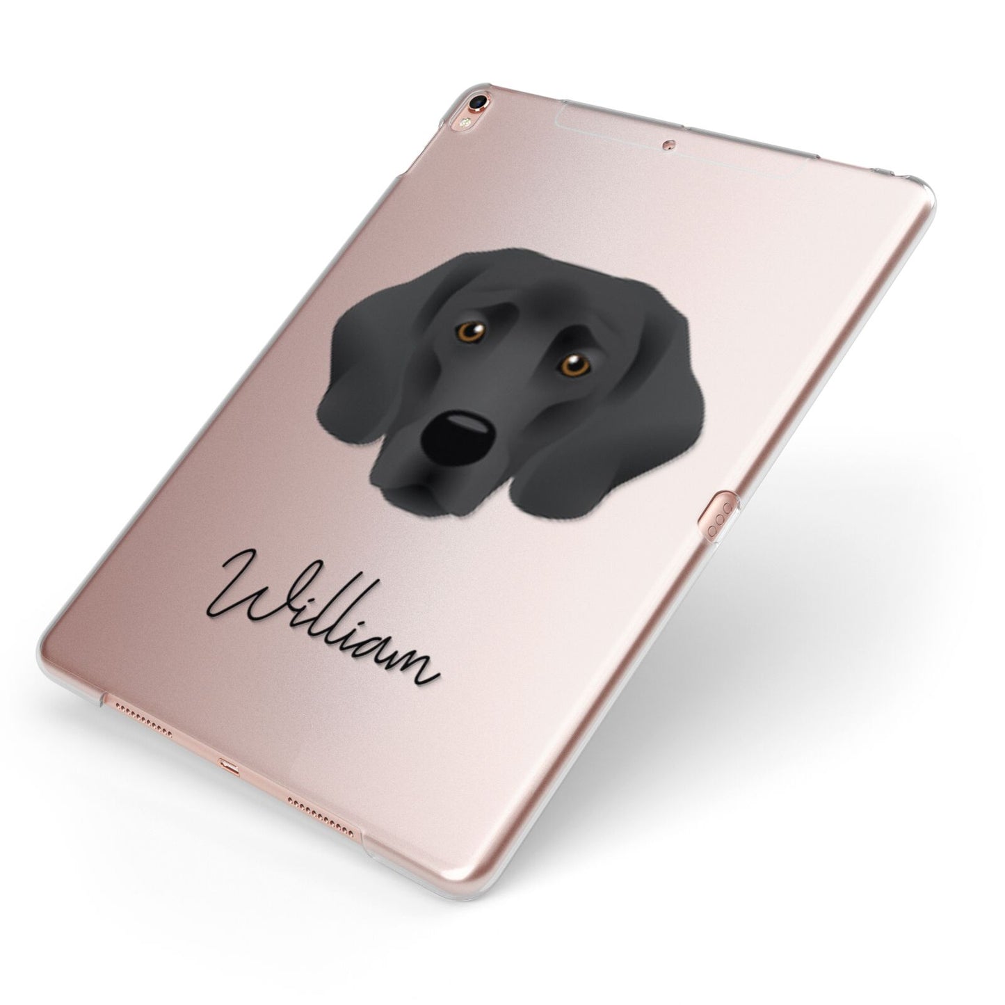 Springador Personalised Apple iPad Case on Rose Gold iPad Side View