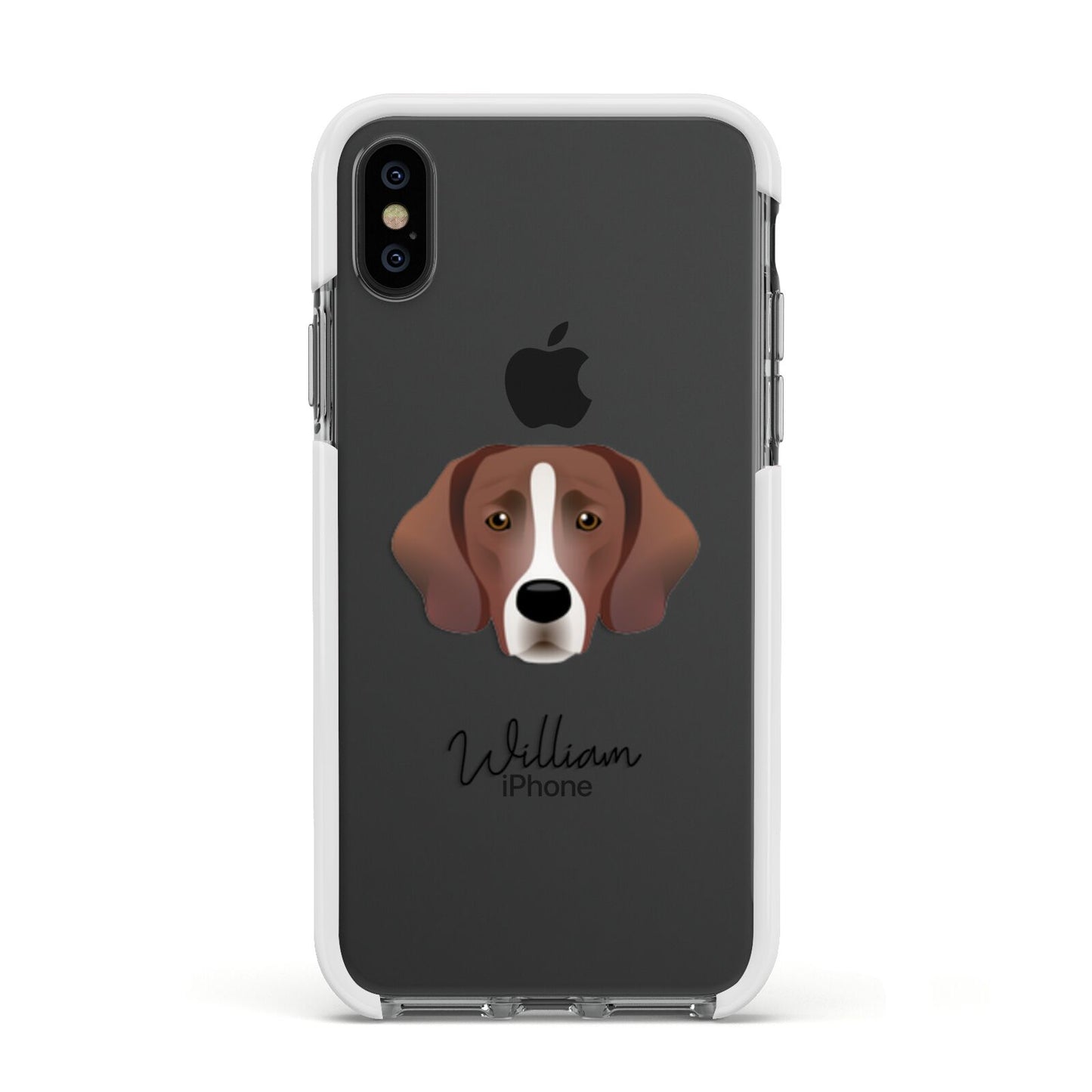 Springador Personalised Apple iPhone Xs Impact Case White Edge on Black Phone